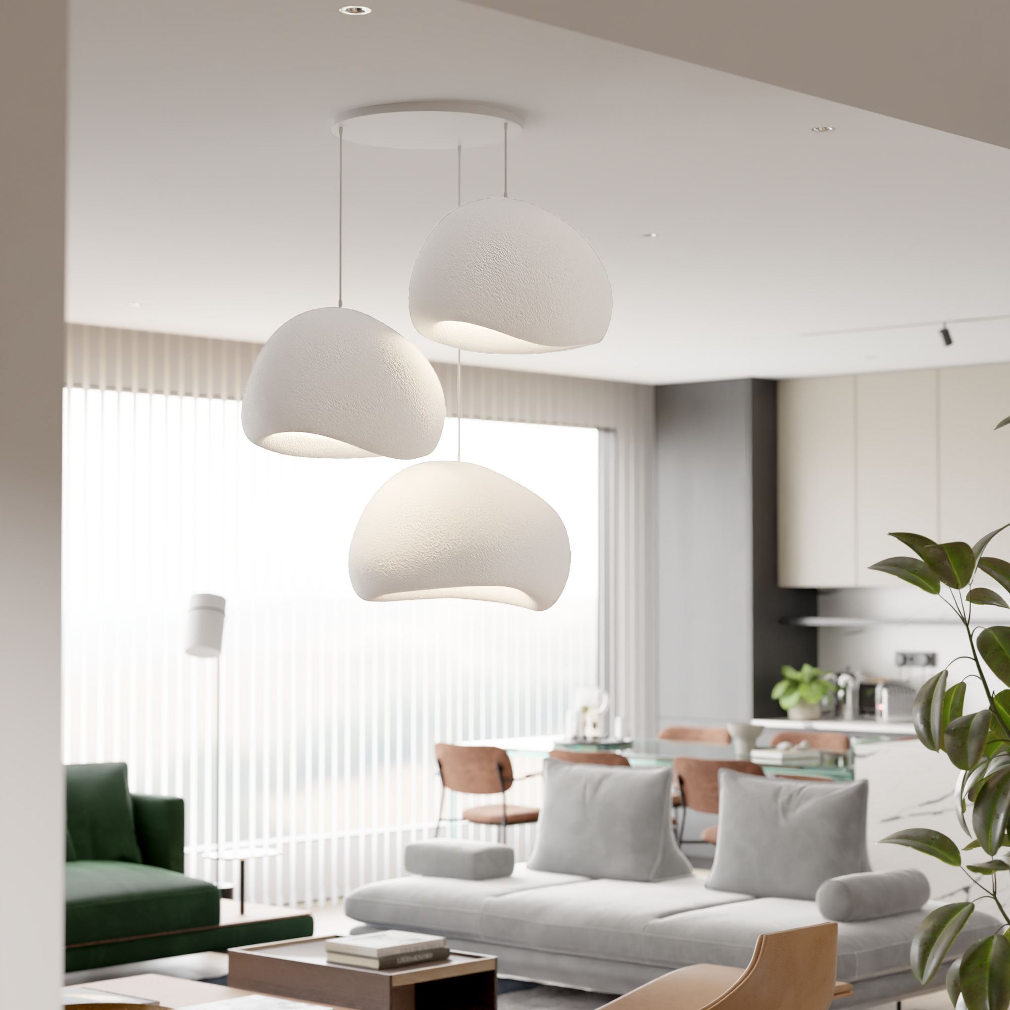 Candeeiro de Teto – 31-120 cm – Branco – Composto Polimérico