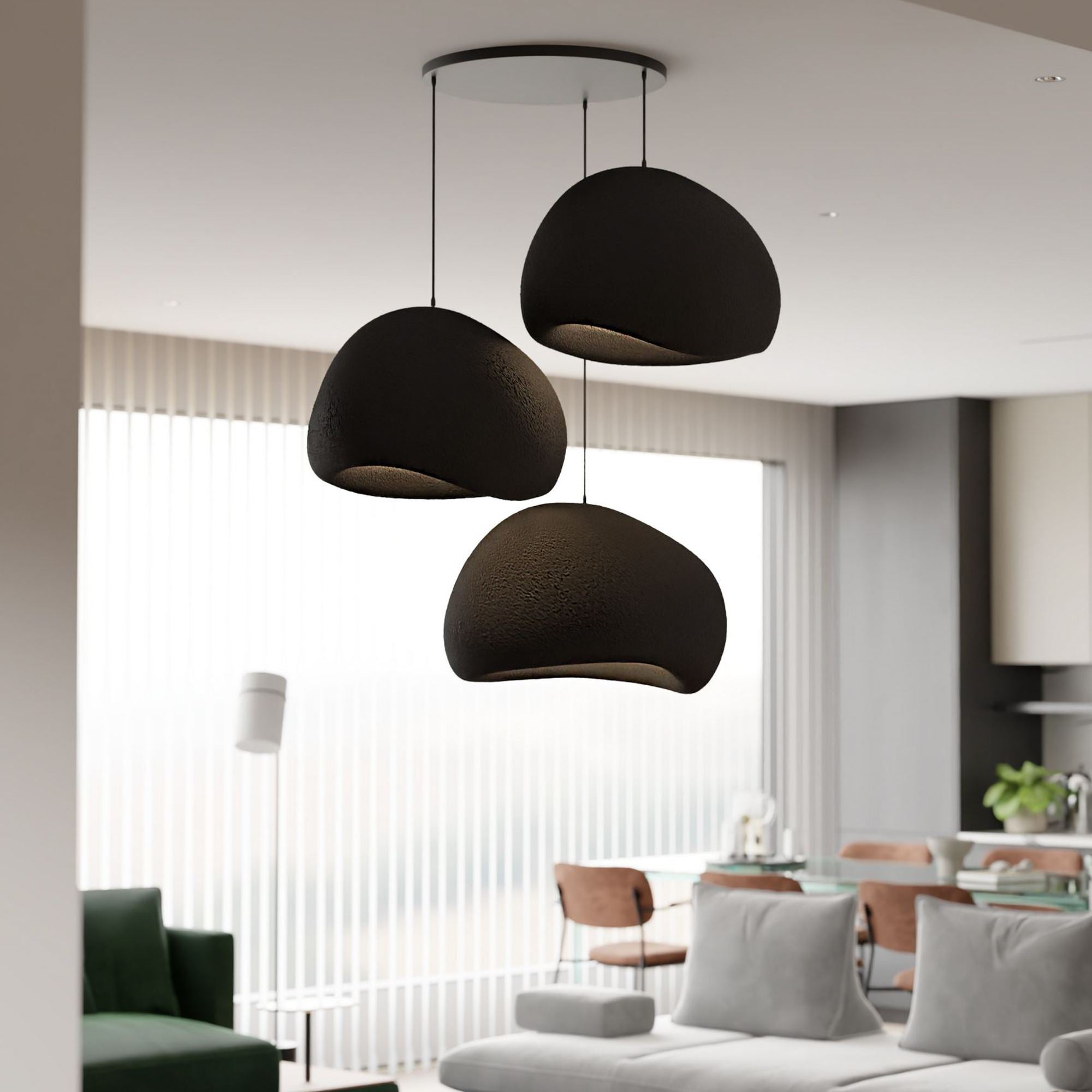 Candeeiro de Teto – 42 x 38 x 28 cm – Preto – Composto Polimérico