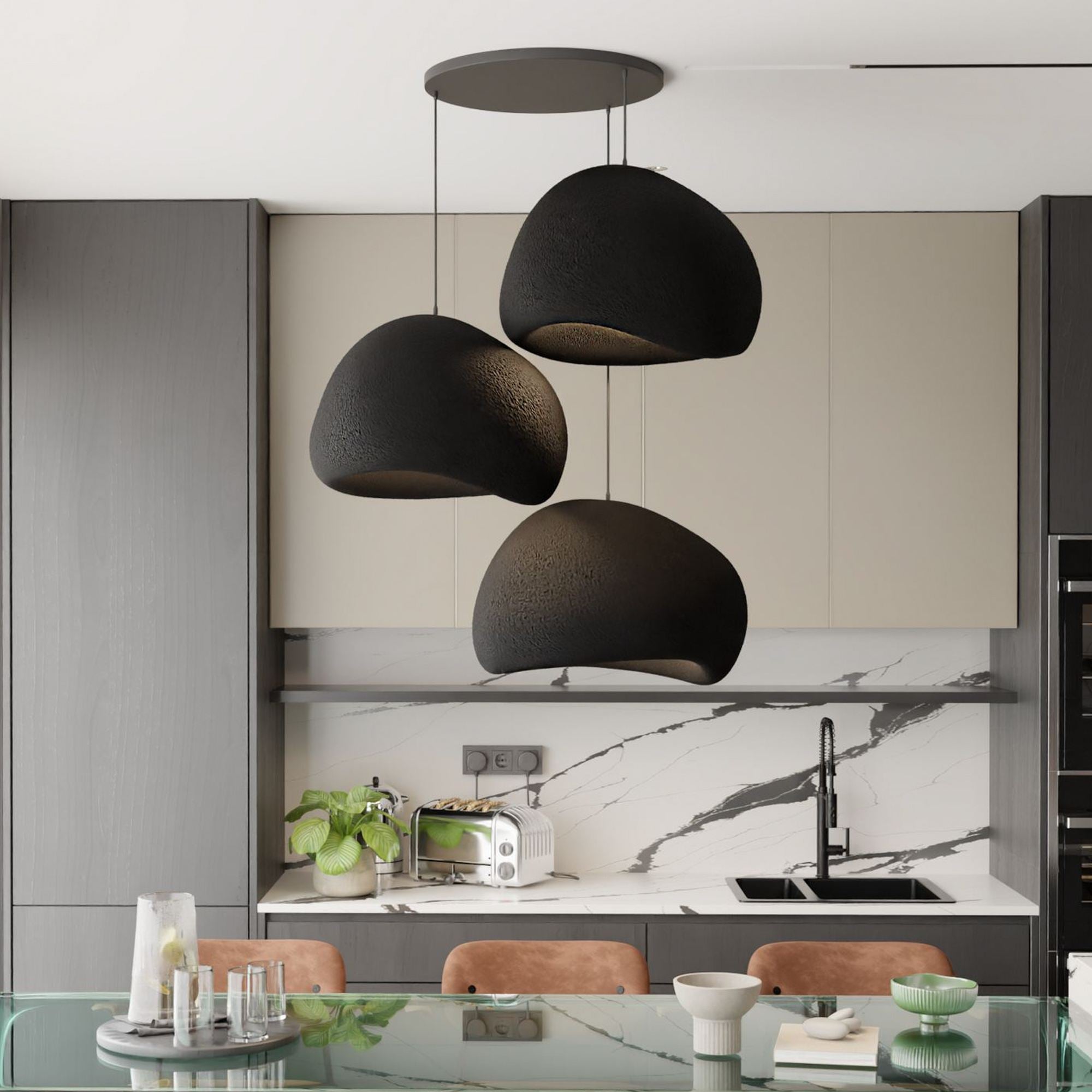 Candeeiro de Teto – 42 x 38 x 28 cm – Preto – Composto Polimérico