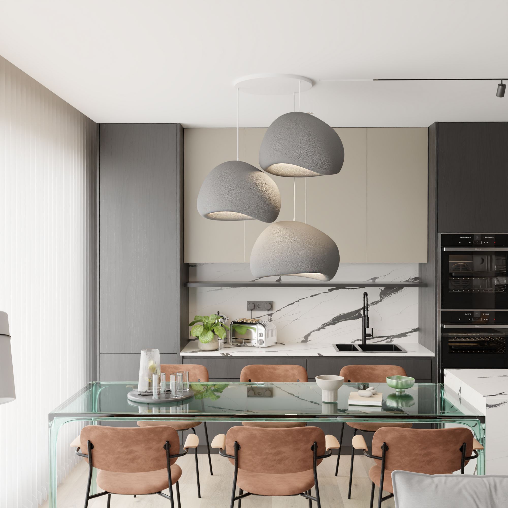 Candeeiro de Teto – 31-120 cm – Cinza Concreto – Composto Polimérico