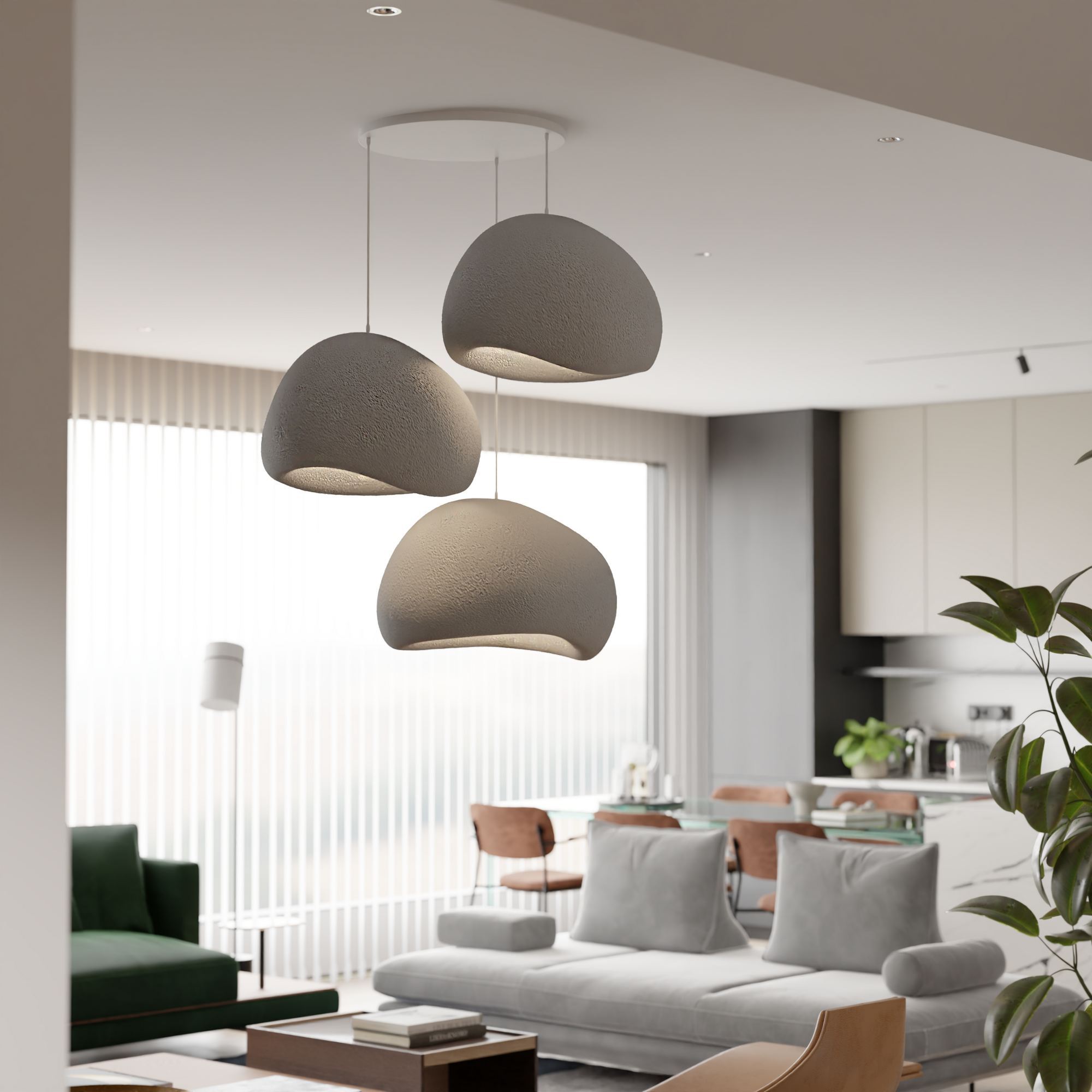 Candeeiro de Teto – 31-120 cm – Cinza Concreto – Composto Polimérico