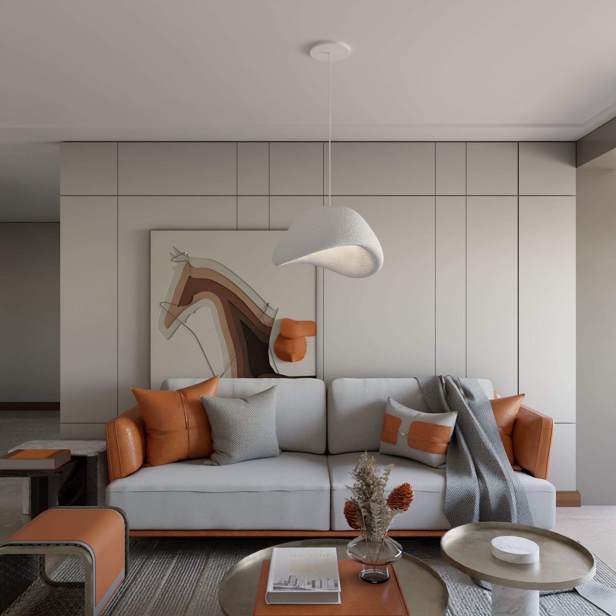 Candeeiro de Teto – 50 x 37 x 28 cm – Branco – Composto Polimérico