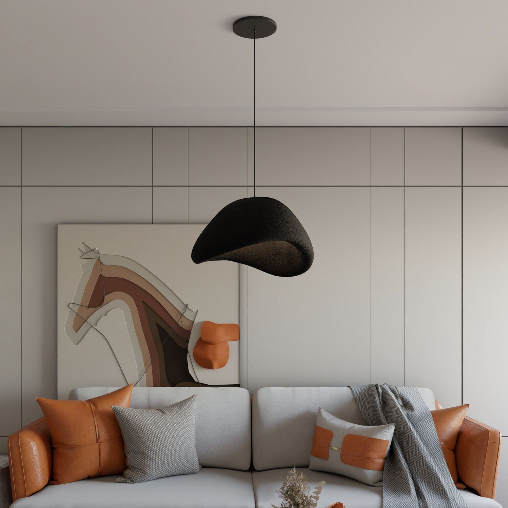 Candeeiro de Teto – 50 x 37 x 28 cm – Preto – Composto Polimérico