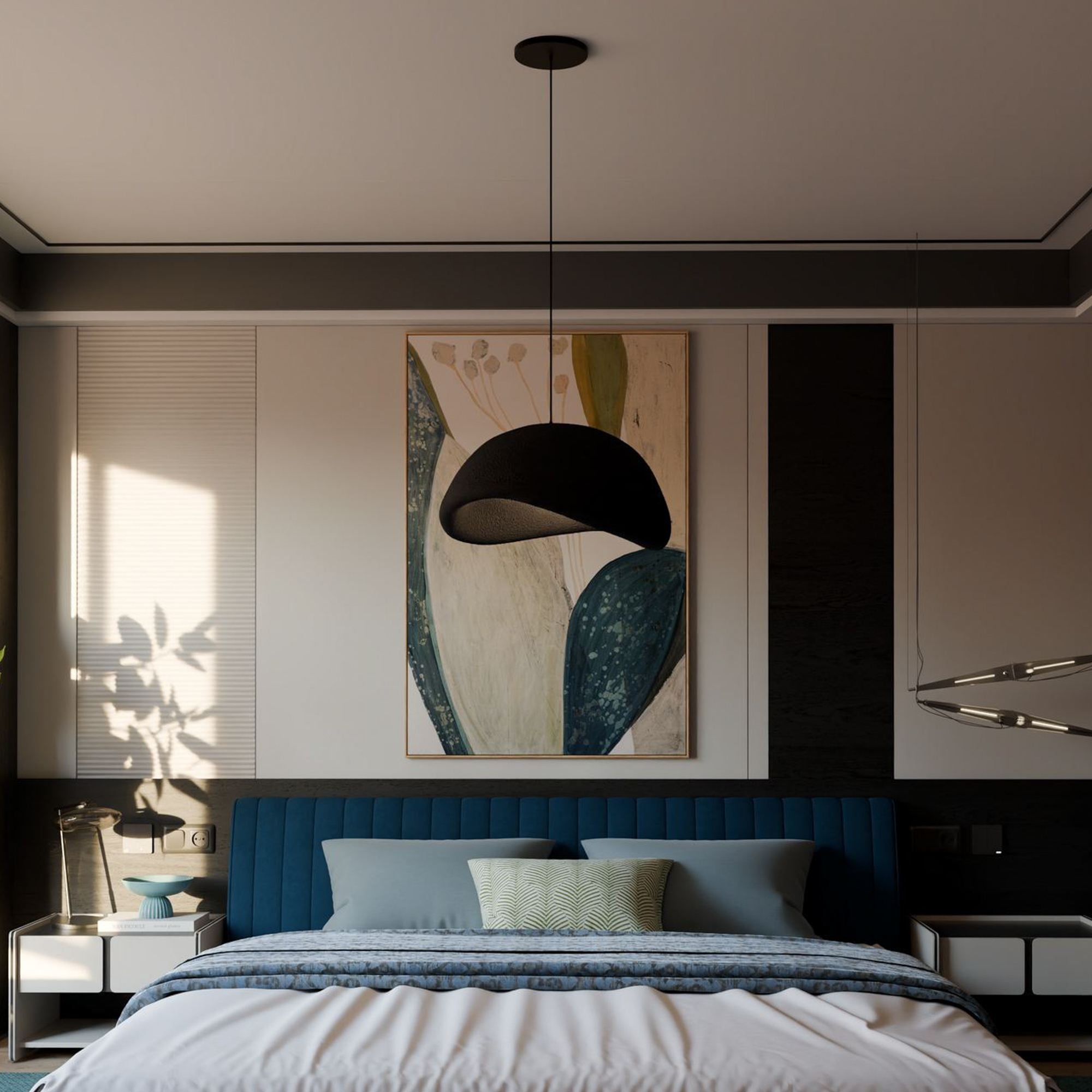 Candeeiro de Teto – 50 x 37 x 28 cm – Preto – Composto Polimérico