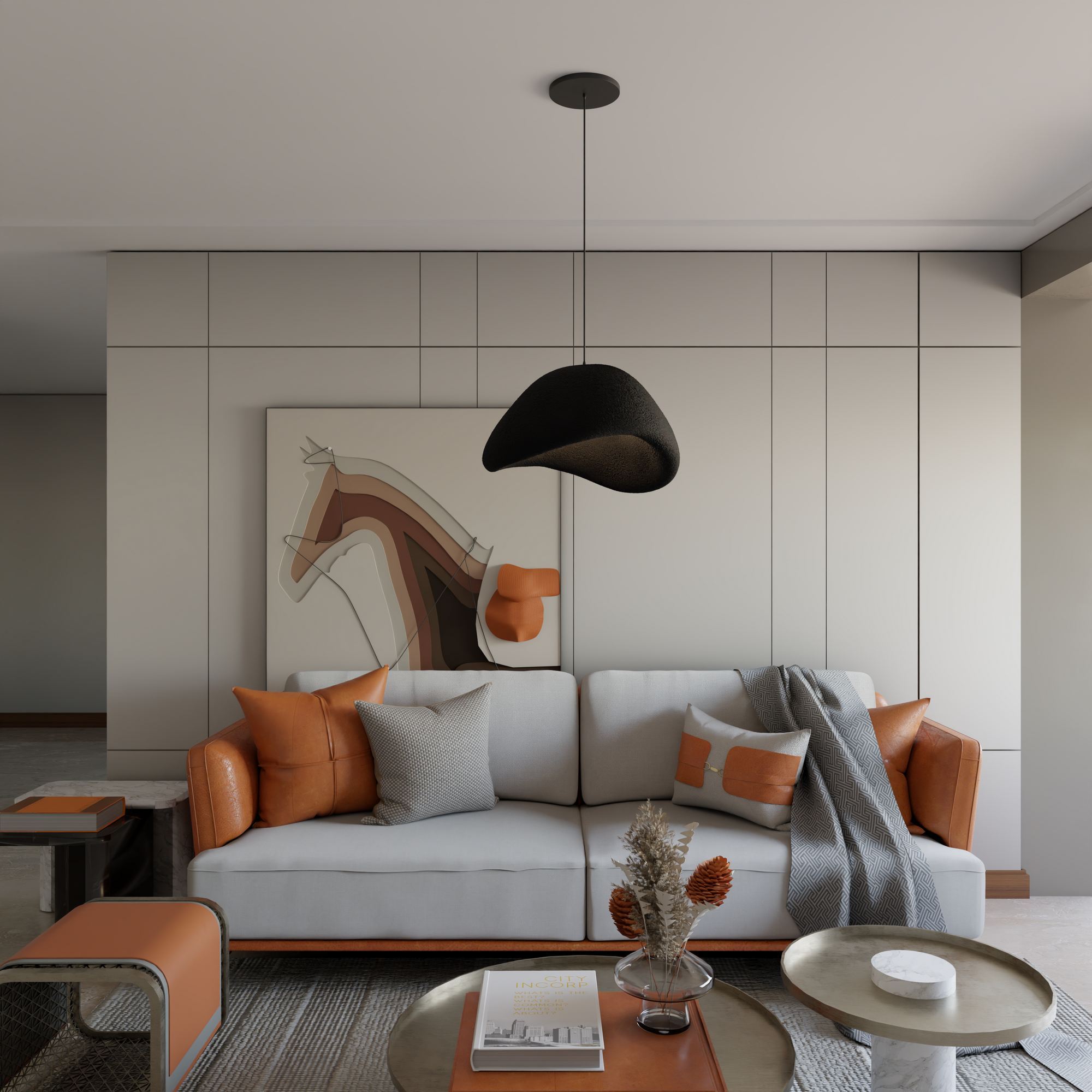 Candeeiro de Teto – 50 x 37 x 28 cm – Preto – Composto Polimérico