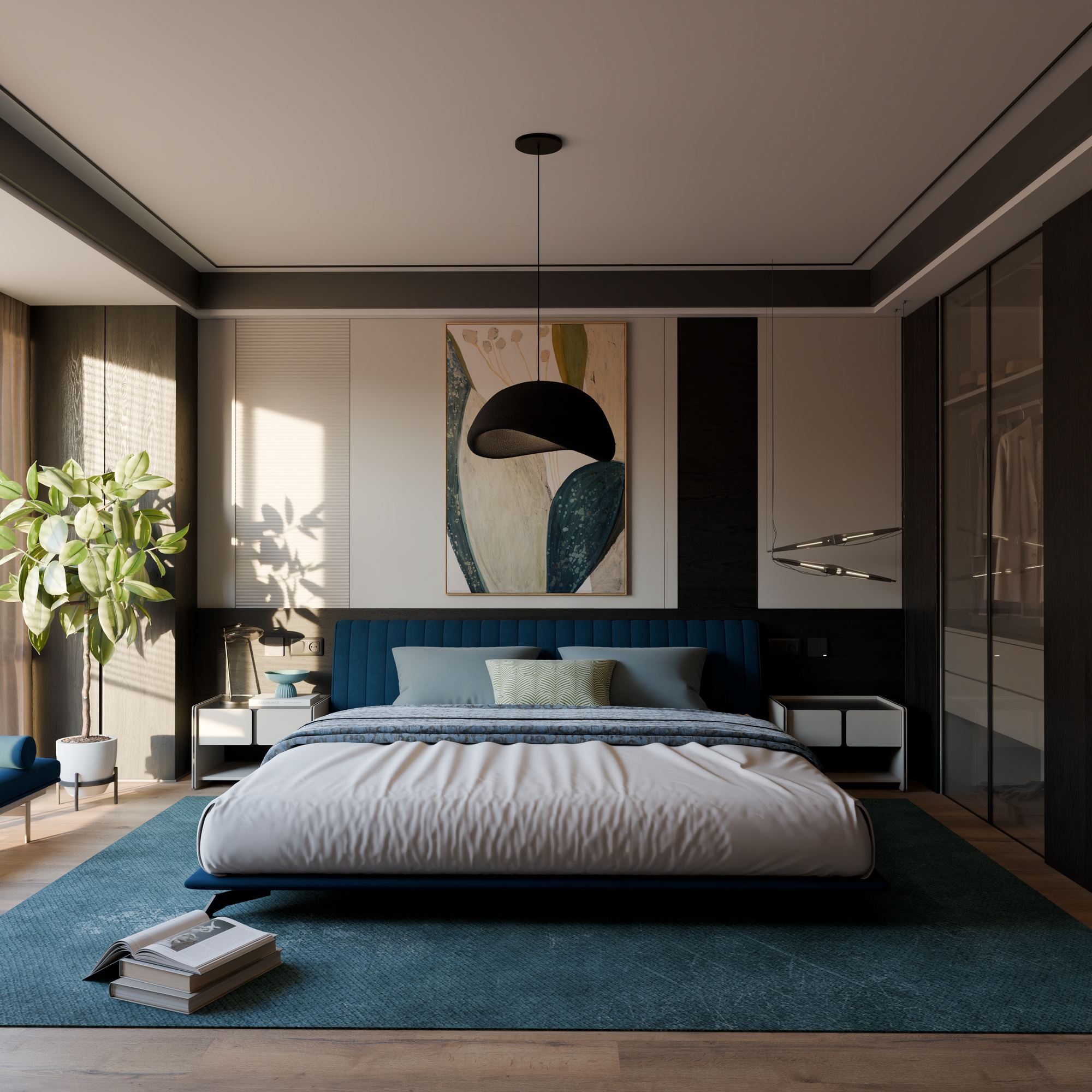 Candeeiro de Teto – 50 x 37 x 28 cm – Preto – Composto Polimérico