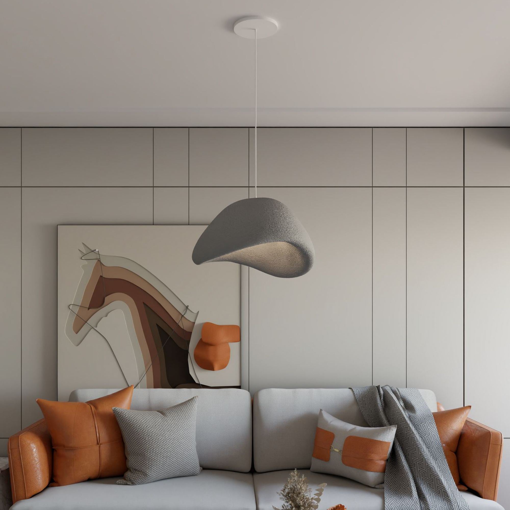 Candeeiro de Teto - 50 x 37 x 28 cm - Cinza Concreto - Composto Polimérico