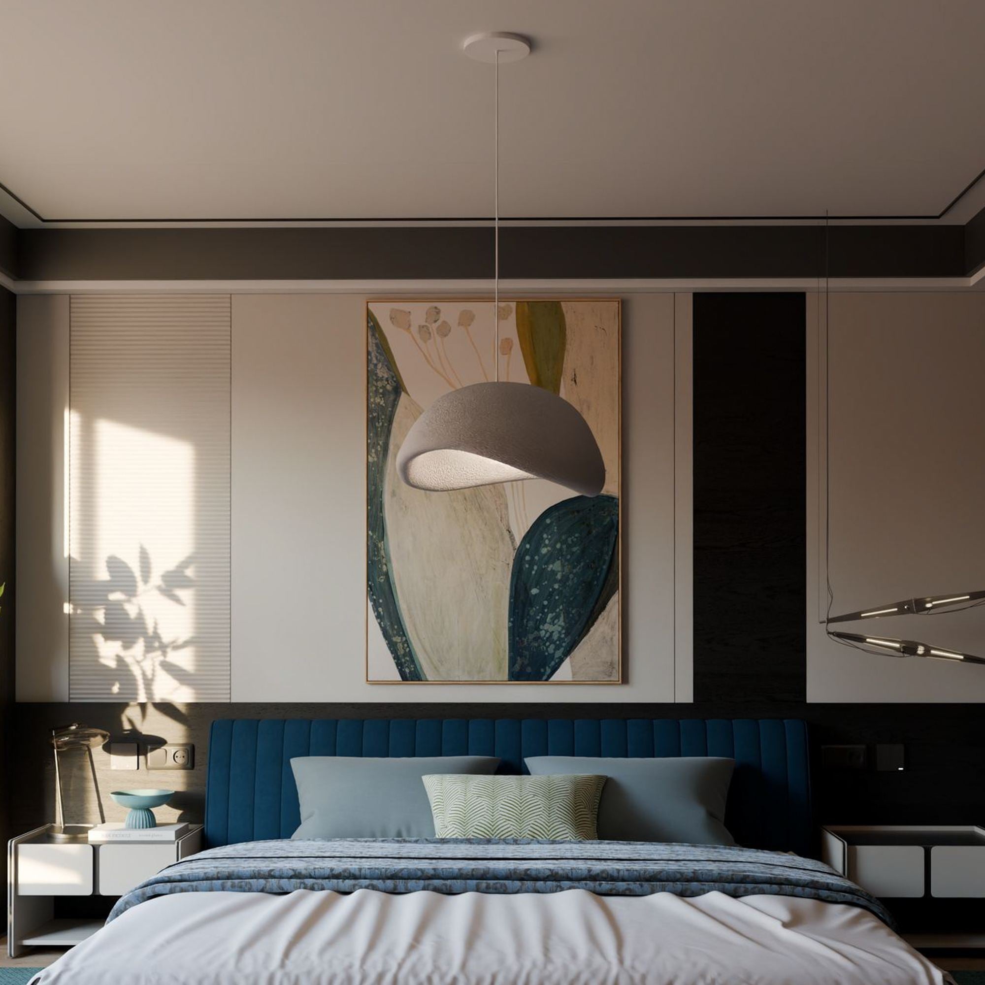 Candeeiro de Teto - 50 x 37 x 28 cm - Cinza Concreto - Composto Polimérico