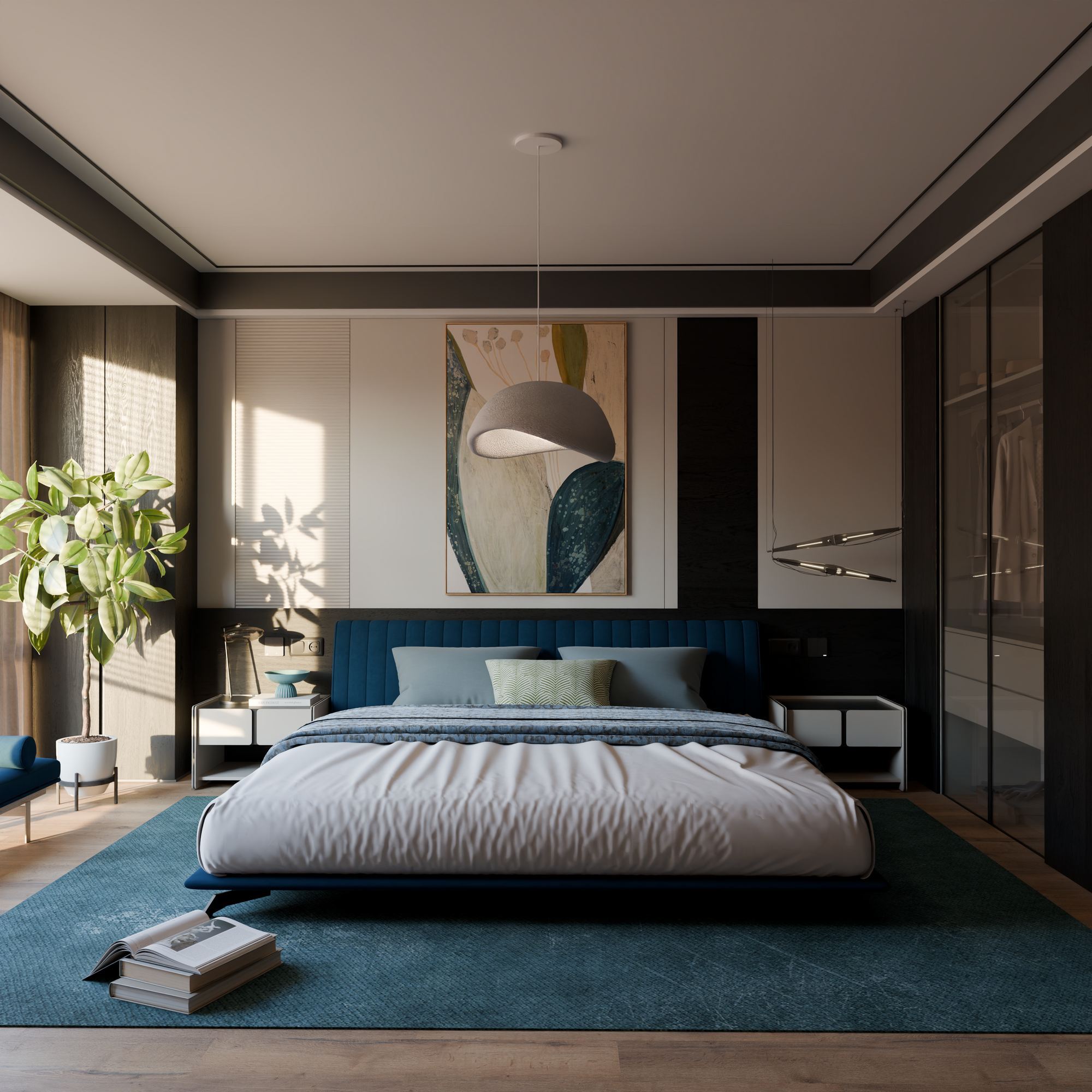 Candeeiro de Teto - 50 x 37 x 28 cm - Cinza Concreto - Composto Polimérico