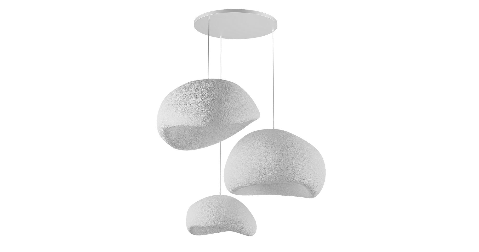 Candeeiro de Teto – 50 x 37 x 28 cm, 42 x 38 x 28 cm, 34 x 28 x 19 cm – Branco – Composto Polimérico