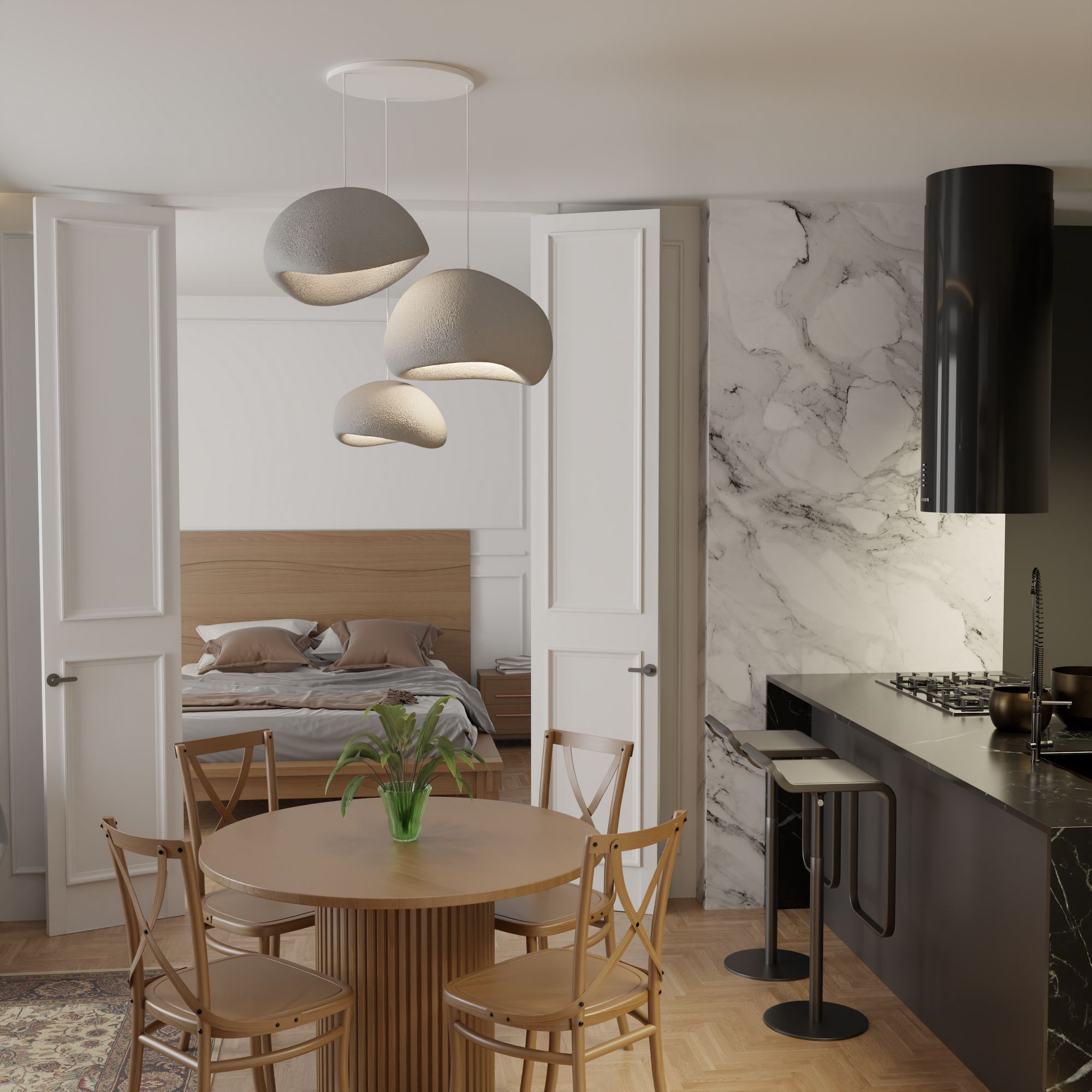 Candeeiro de Teto – 50 x 37 x 28 cm – Cinza Concreto – Composto Polimérico