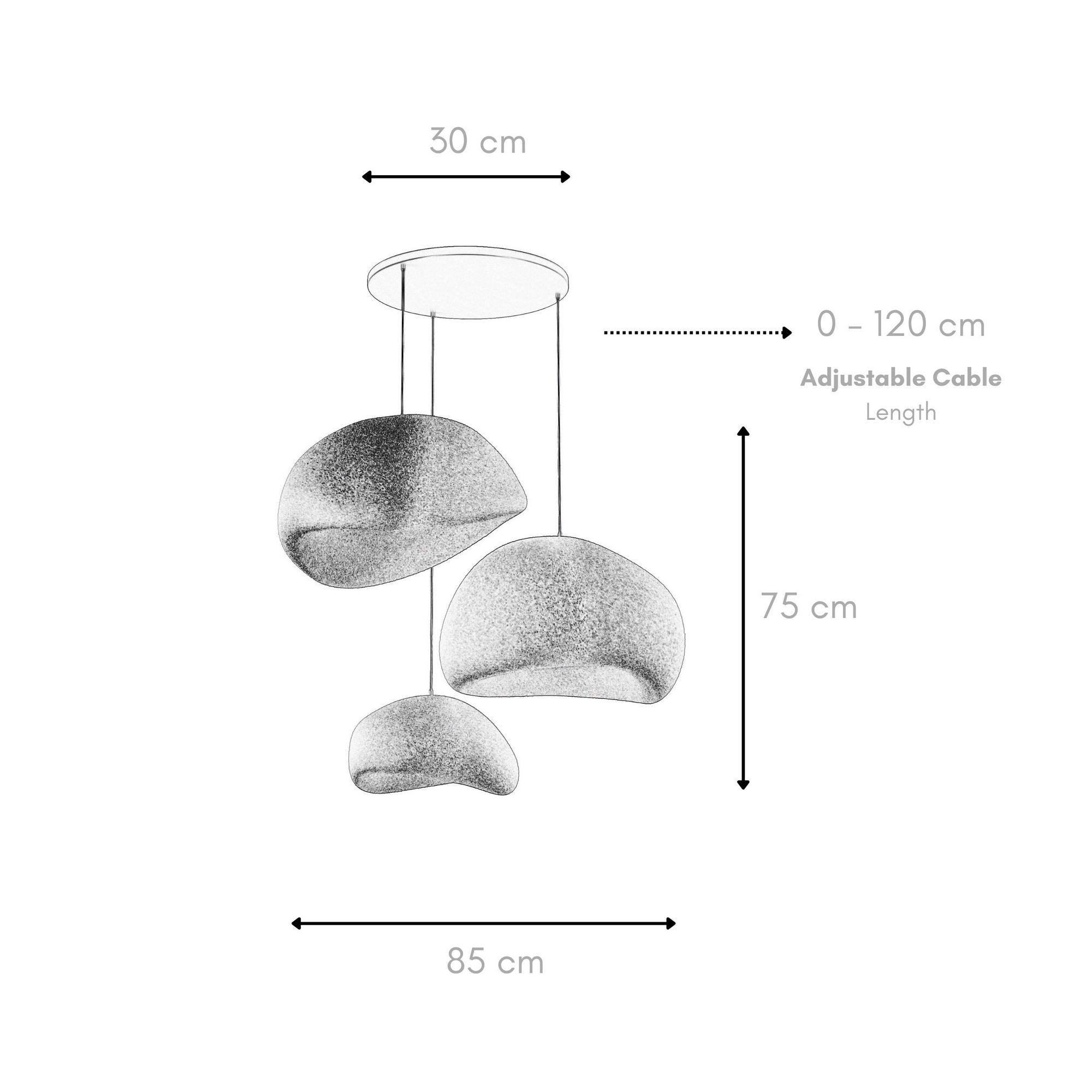 Candeeiro de Teto – 50 x 37 x 28 cm – Cinza Concreto – Composto Polimérico