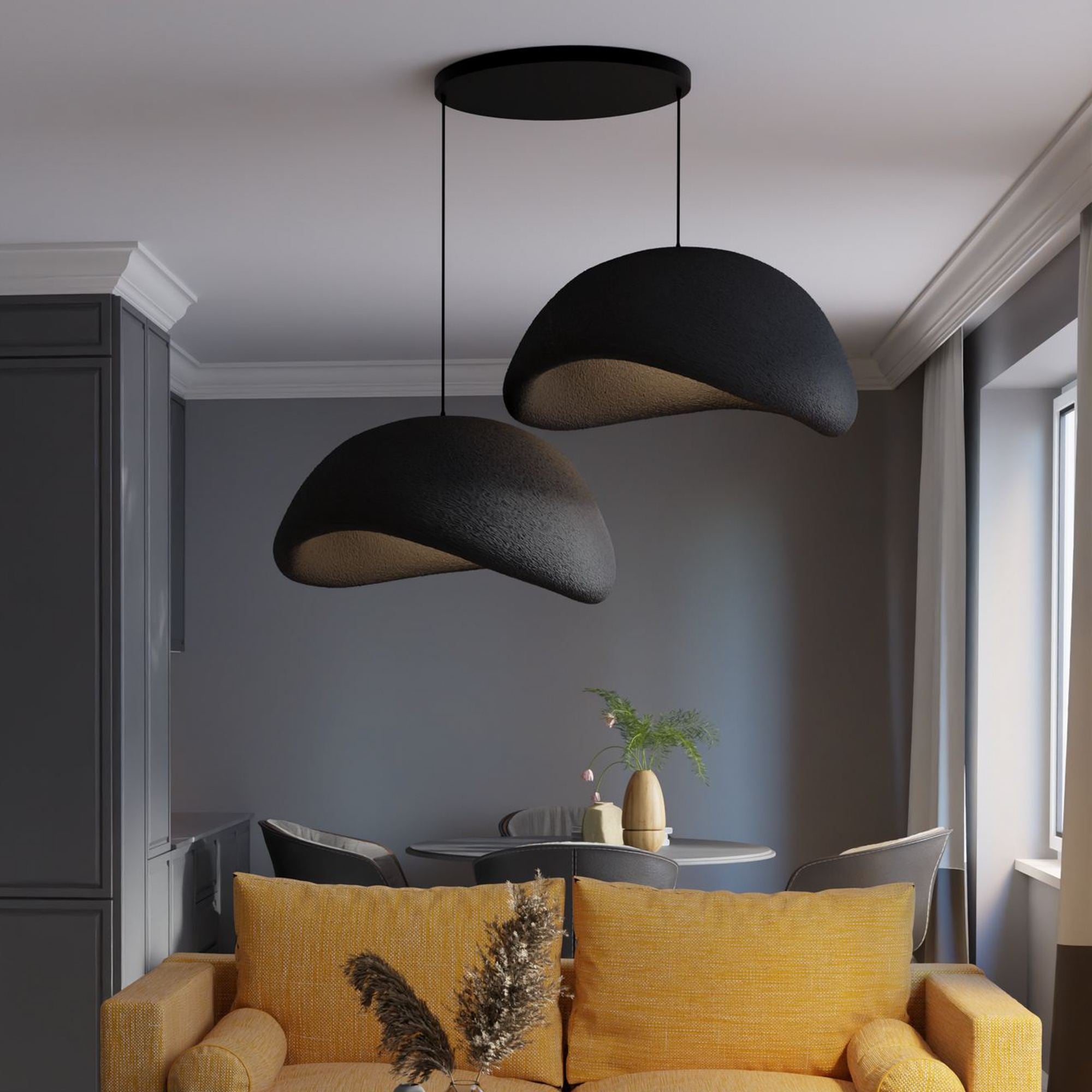 Candeeiro de Teto – 50 x 37 x 28 cm – Preto – Composto Polimérico