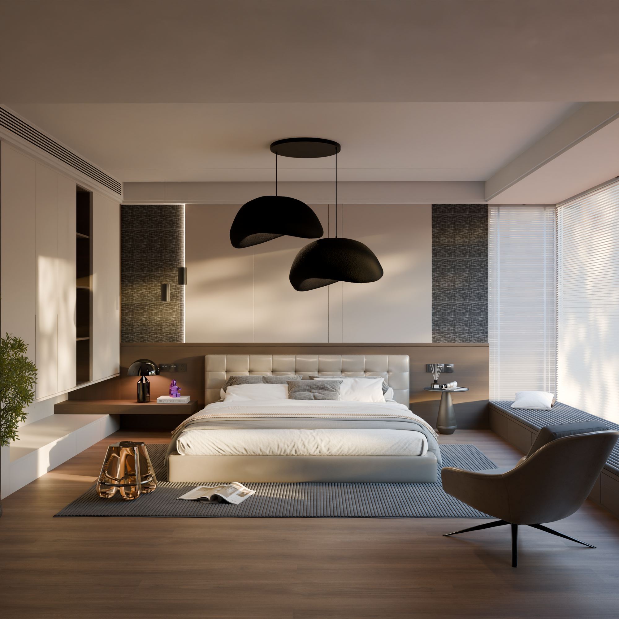 Candeeiro de Teto – 50 x 37 x 28 cm – Preto – Composto Polimérico