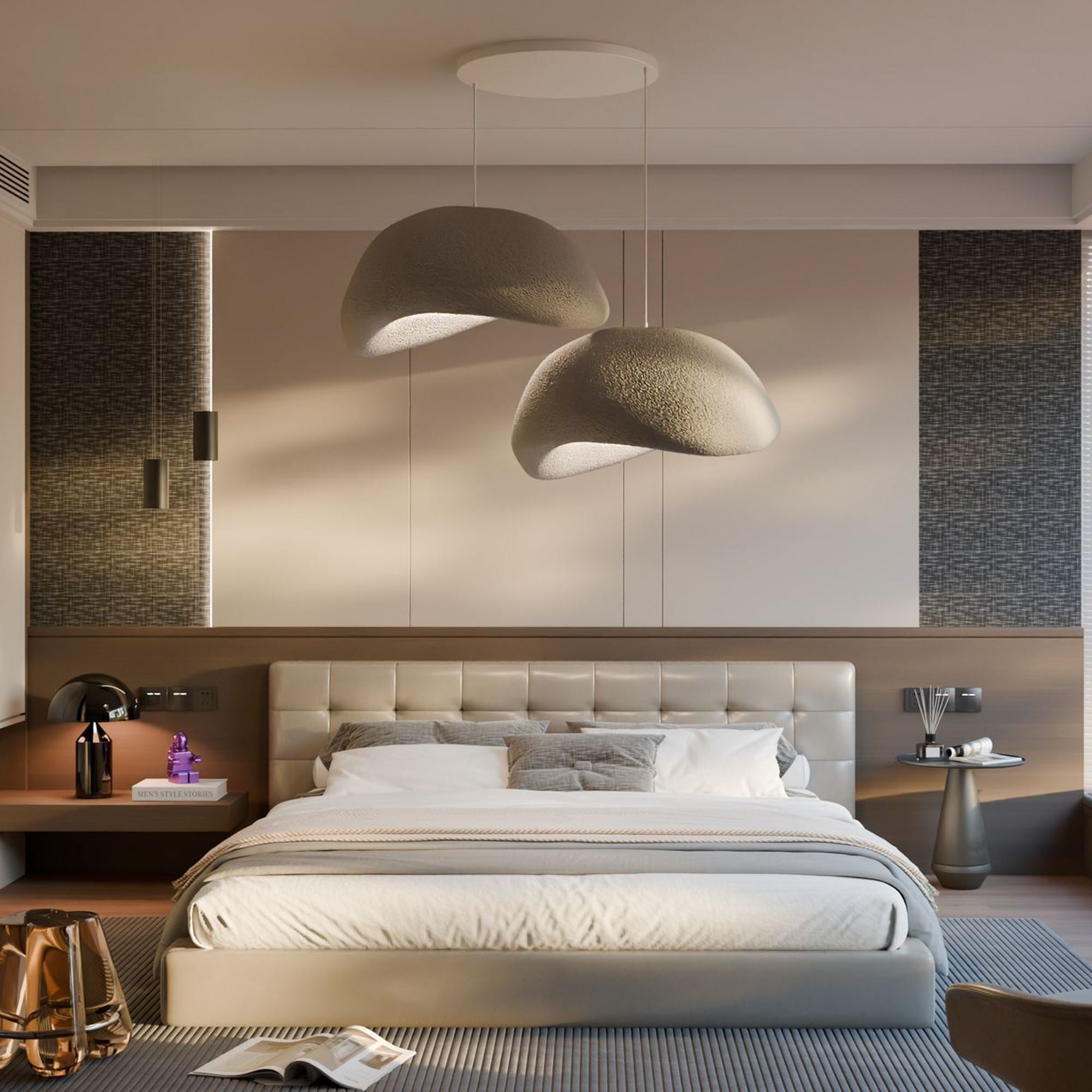 Candeeiro de Teto – 50 x 37 x 28 cm – Cinza Concreto – Composto Polimérico