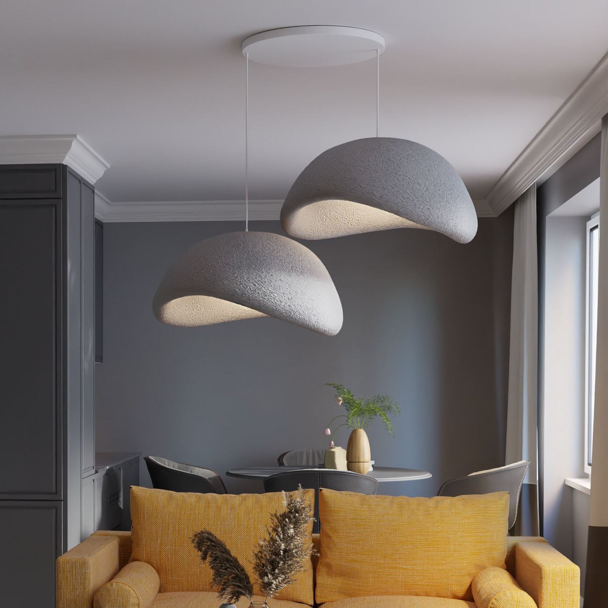 Candeeiro de Teto – 50 x 37 x 28 cm – Cinza Concreto – Composto Polimérico