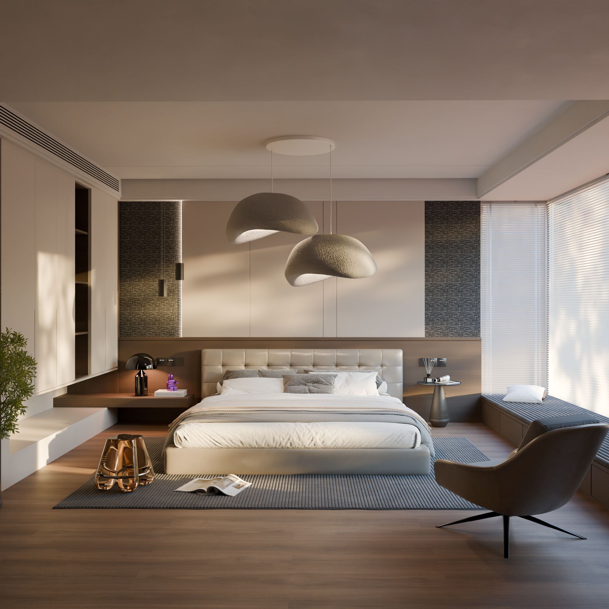 Candeeiro de Teto – 50 x 37 x 28 cm – Cinza Concreto – Composto Polimérico