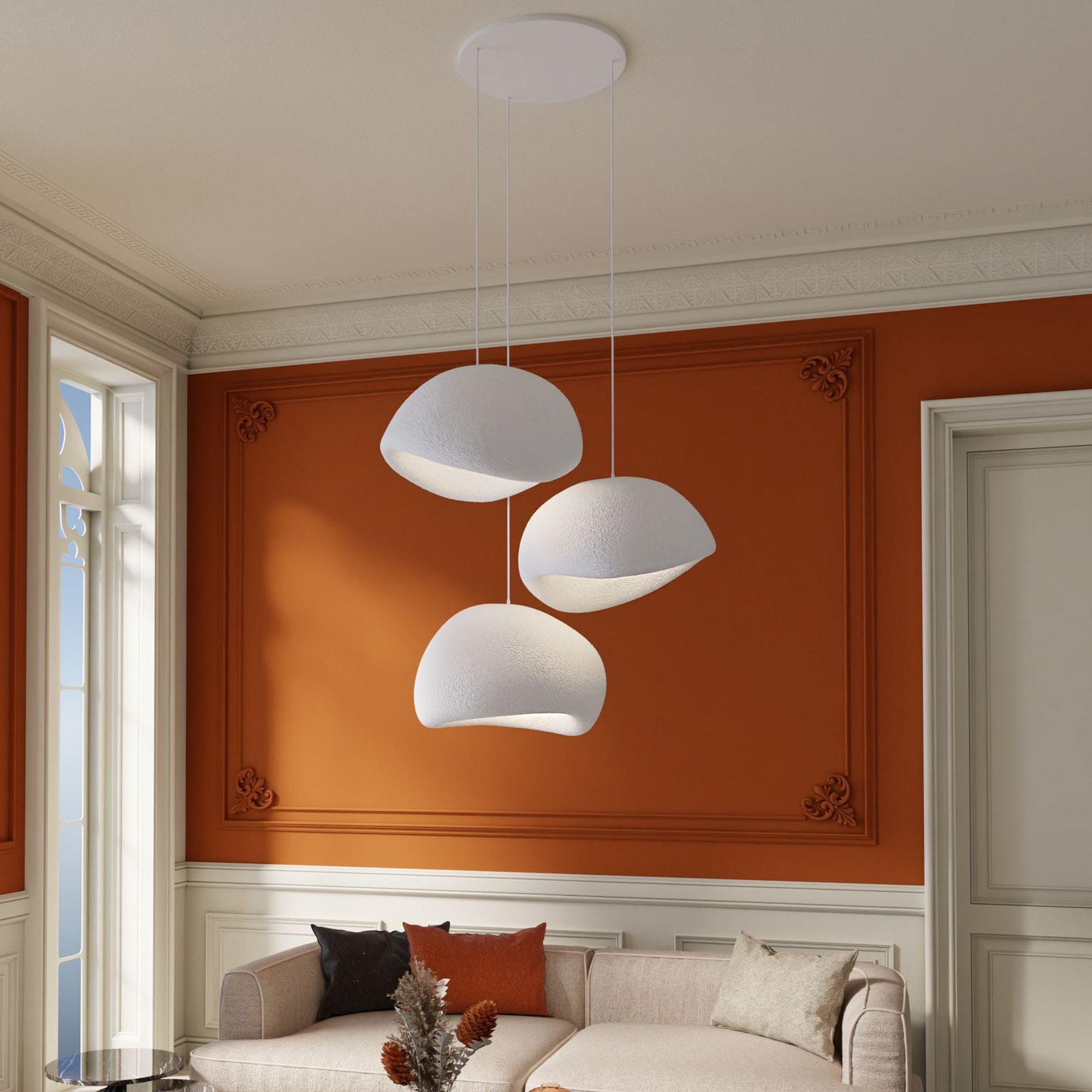 Candeeiro de Teto – 50 x 37 x 28 cm, 42 x 38 x 28 cm – Branco – Composto Polimérico