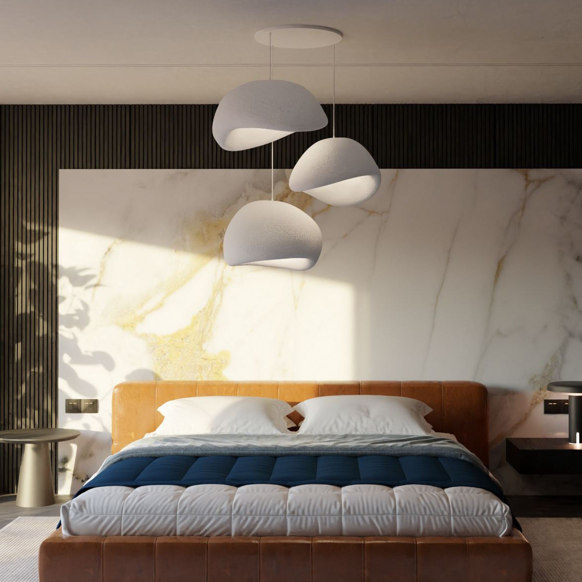 Candeeiro de Teto – 50 x 37 x 28 cm, 42 x 38 x 28 cm – Branco – Composto Polimérico