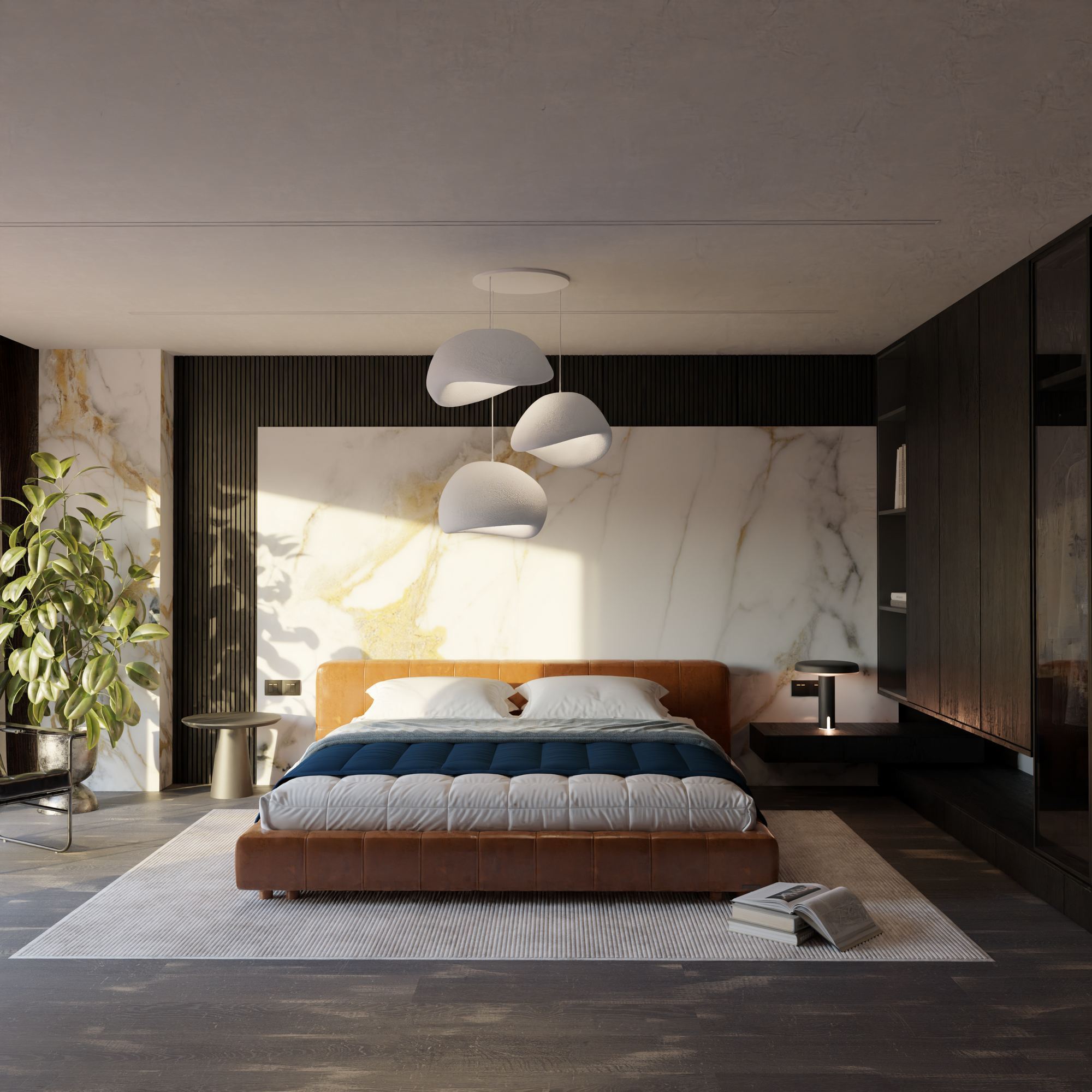 Candeeiro de Teto – 50 x 37 x 28 cm, 42 x 38 x 28 cm – Branco – Composto Polimérico