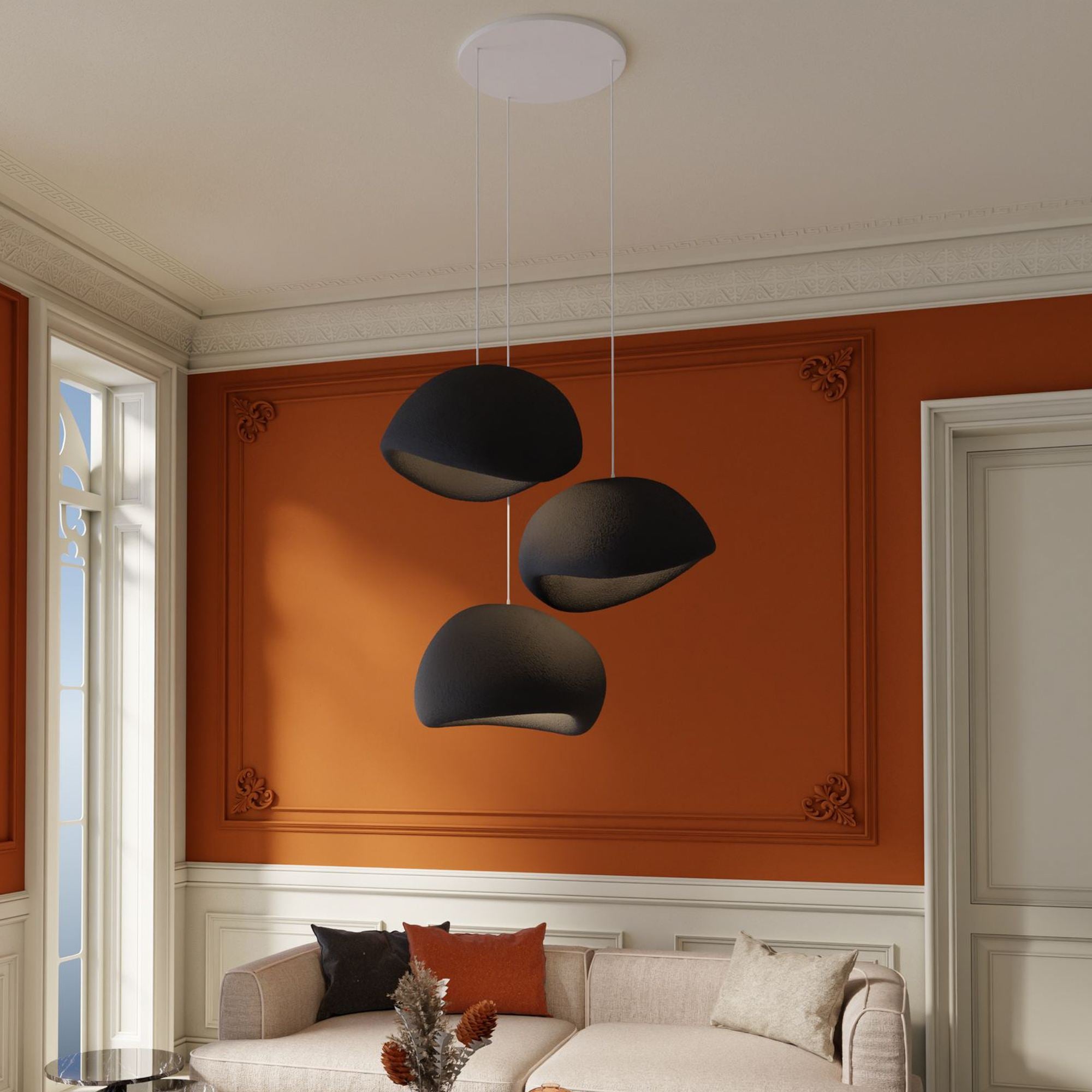 Candeeiro de Teto - 31 a 120 cm - Preto - Composto Polimérico