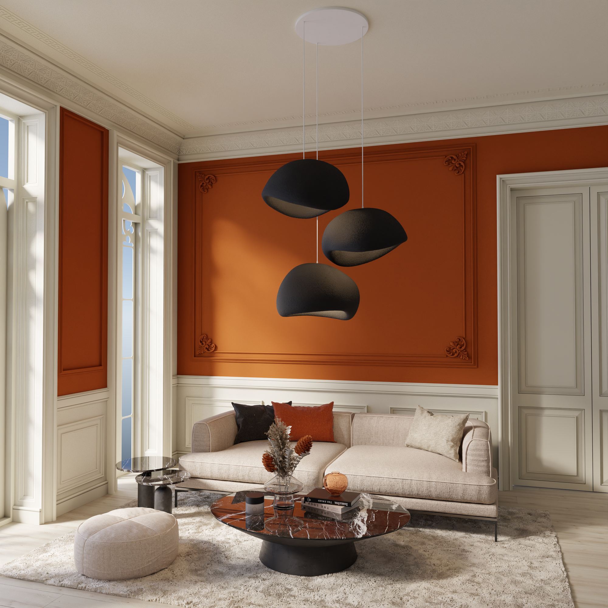 Candeeiro de Teto - 31 a 120 cm - Preto - Composto Polimérico