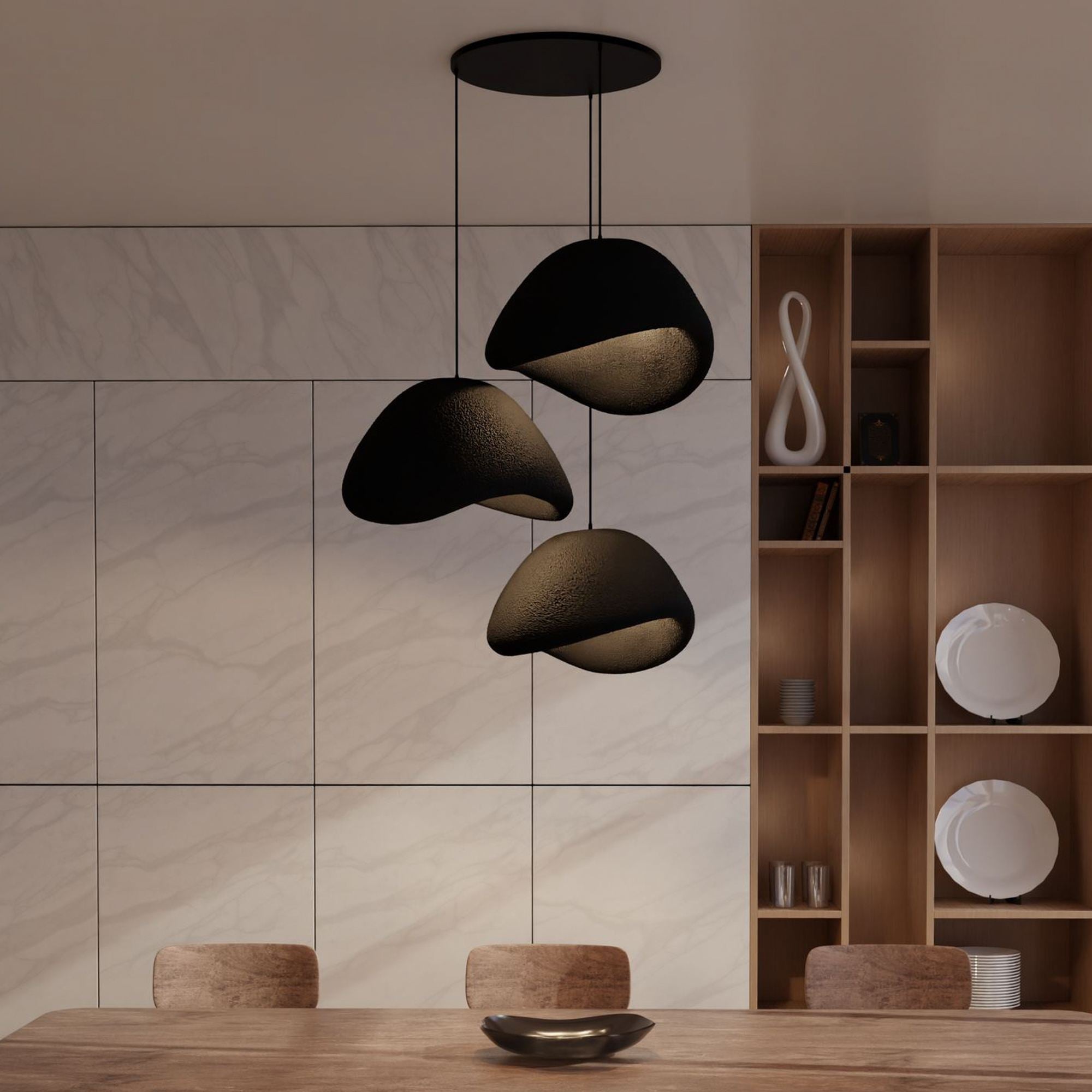 Candeeiro de Teto – 50 x 37 x 28 cm – Preto – Composto Polimérico