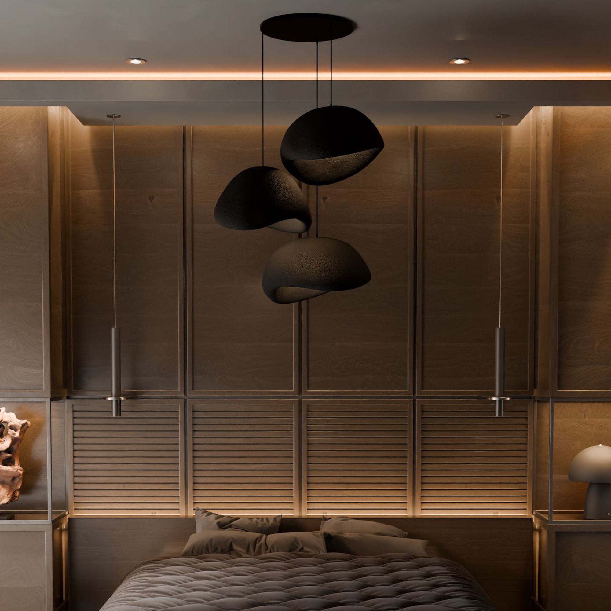 Candeeiro de Teto – 50 x 37 x 28 cm – Preto – Composto Polimérico