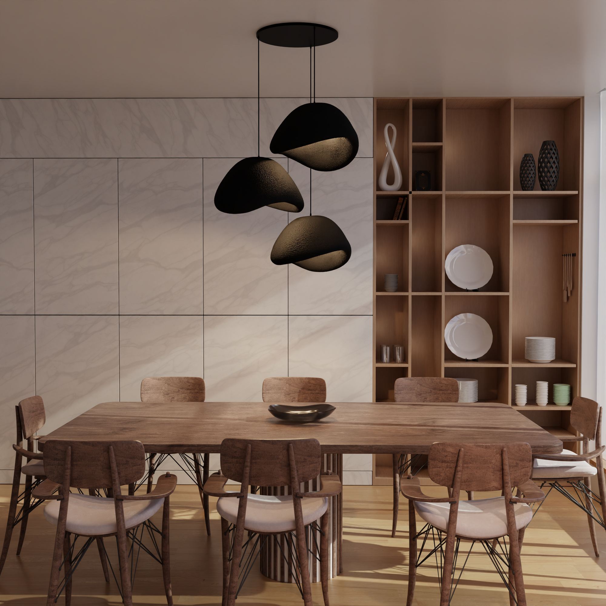 Candeeiro de Teto – 50 x 37 x 28 cm – Preto – Composto Polimérico