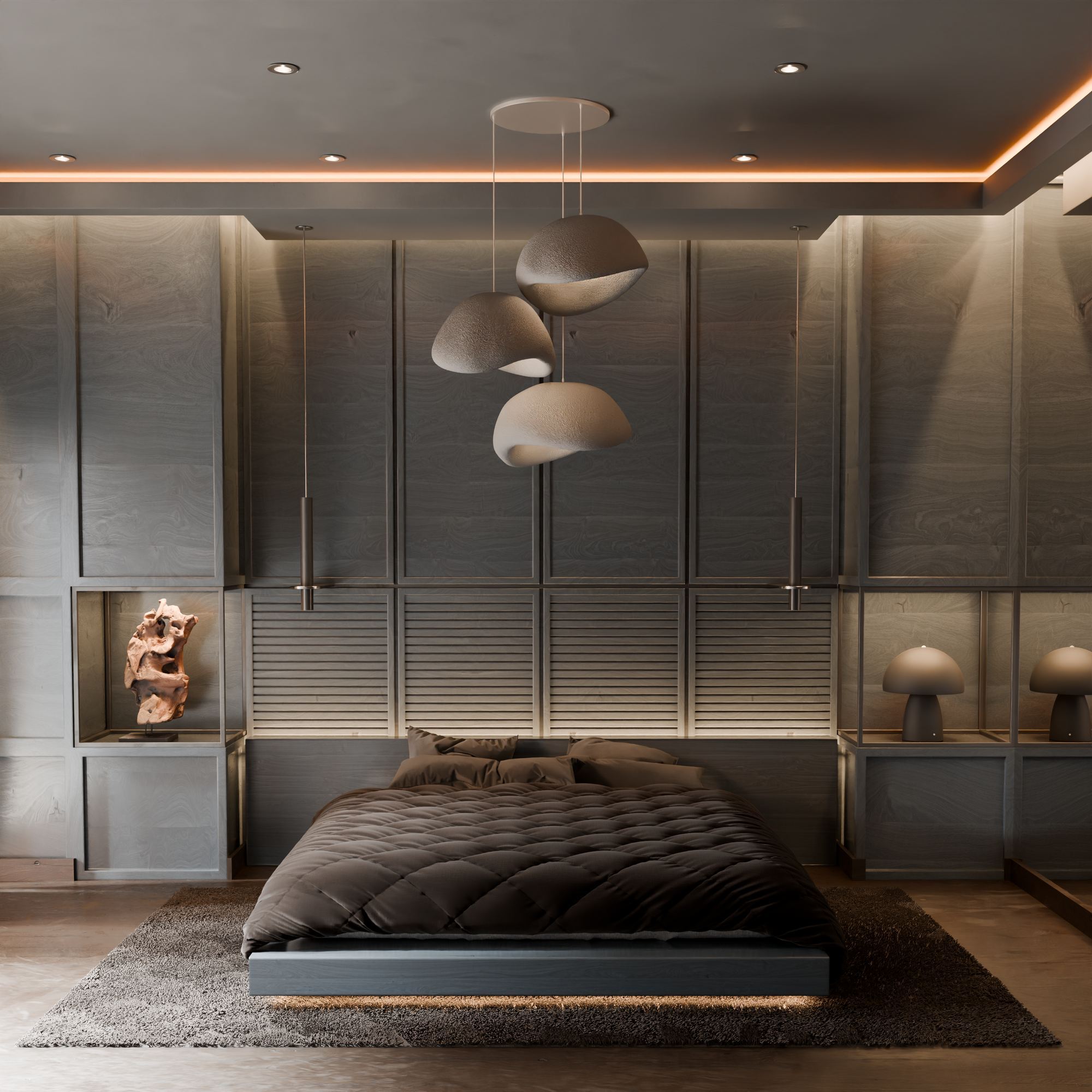 Candeeiro de Teto – 31-120 cm – Cinza Concreto – Composto Polimérico