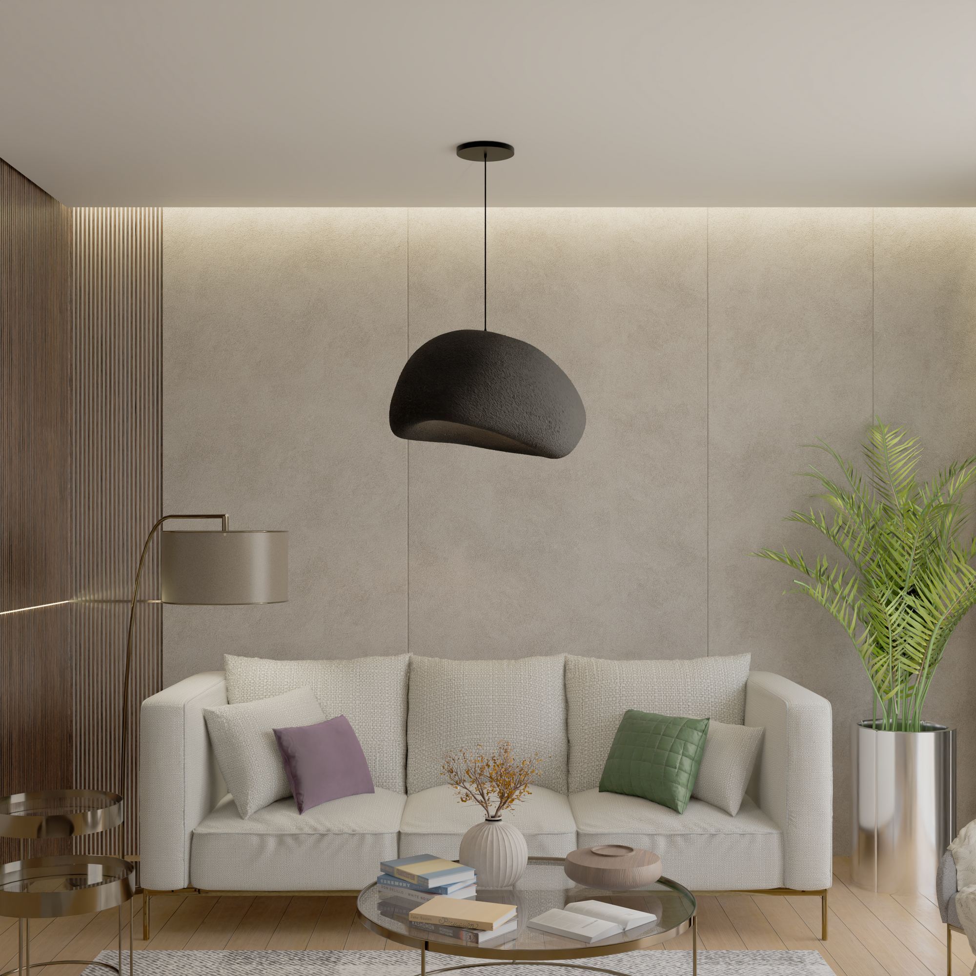 Candeeiro de Teto – 35-120 cm – Preto – Composto Polimérico