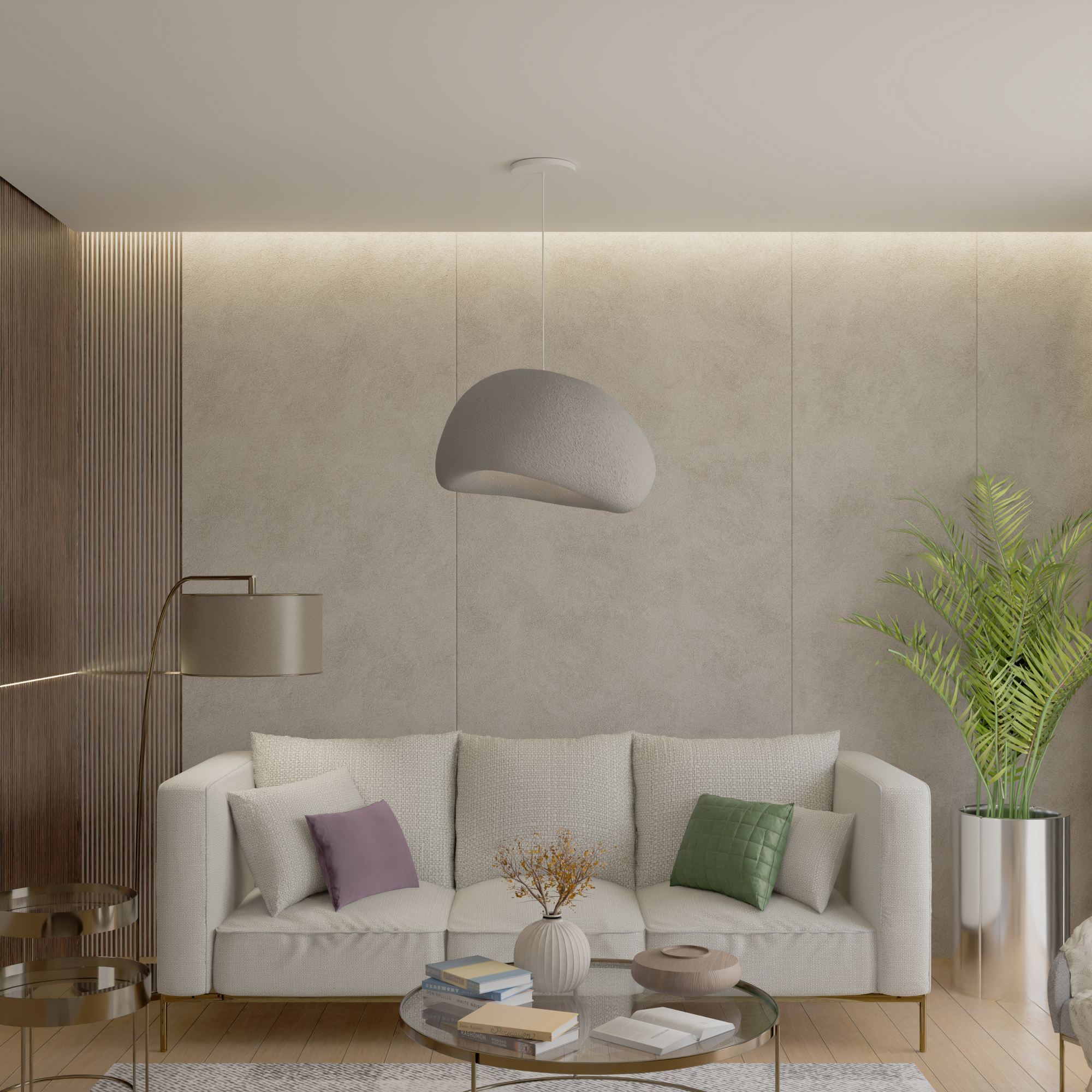 Candeeiro de Teto – 35 - 120 cm – Cinza Concreto – Composto Polimérico