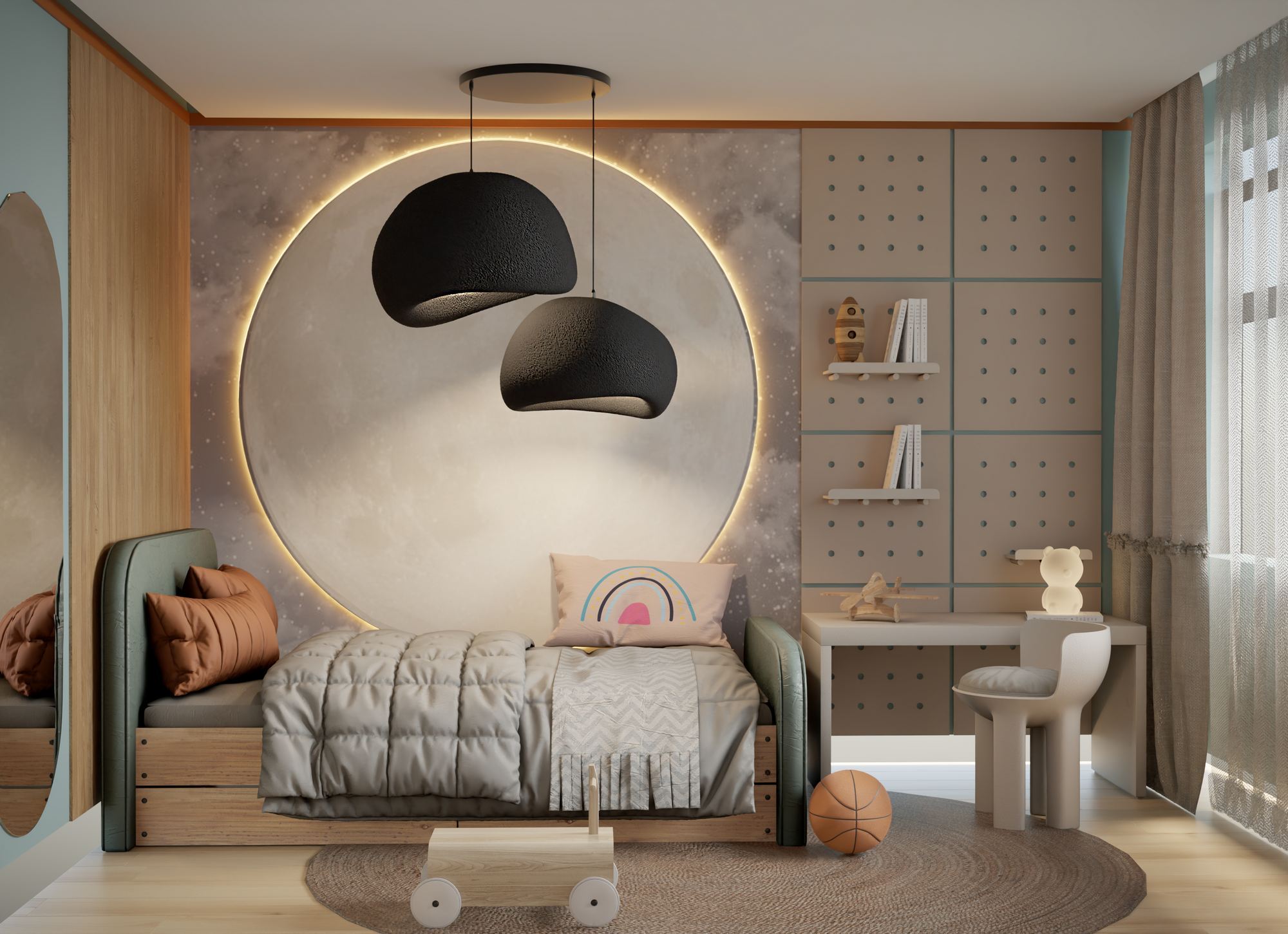 Candeeiro de Teto – 50 x 45 x 32 cm, 42 x 38 x 28 cm – Preto – Composto Polimérico