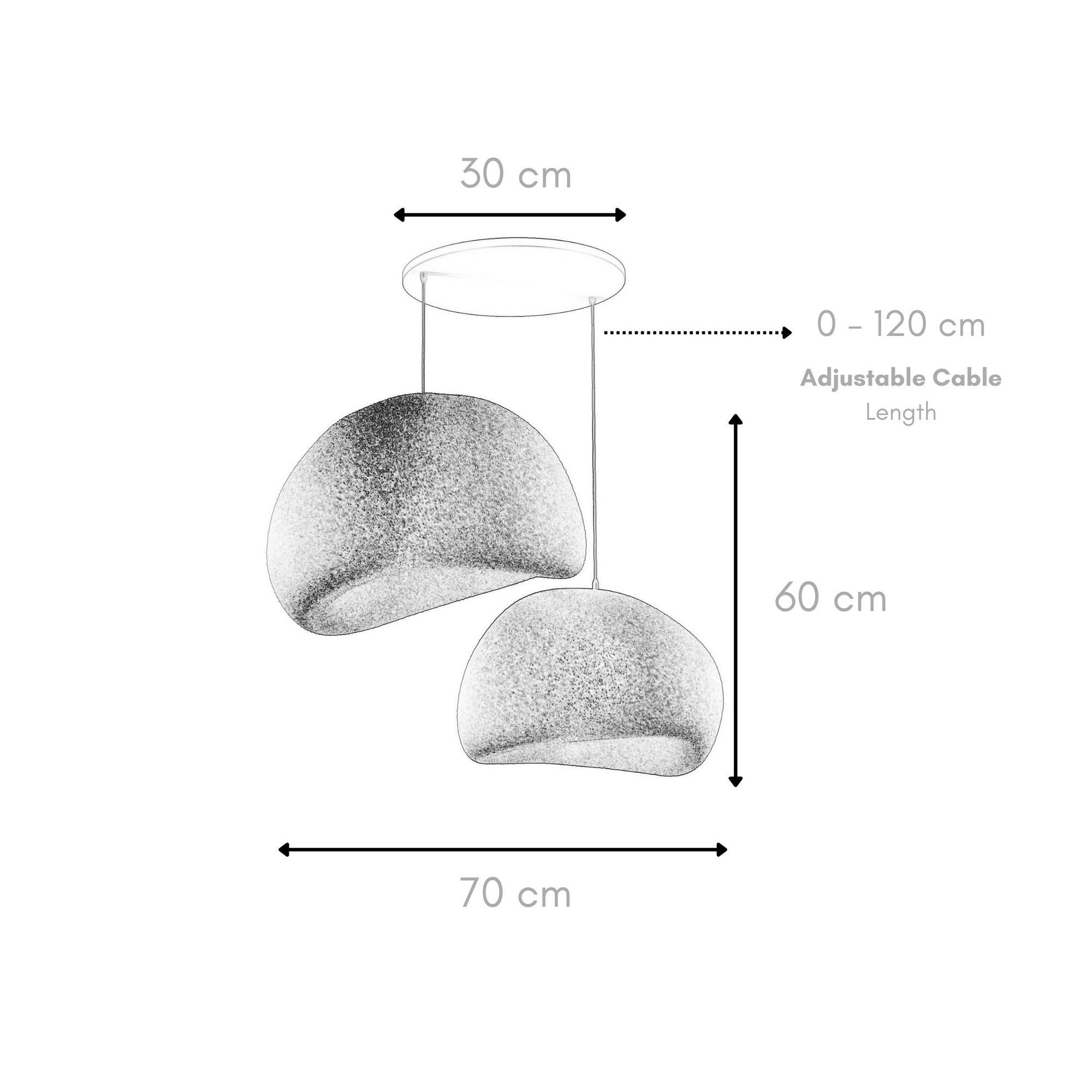 Candeeiro de Teto – 50 x 45 x 32 cm, 42 x 38 x 28 cm – Preto – Composto Polimérico