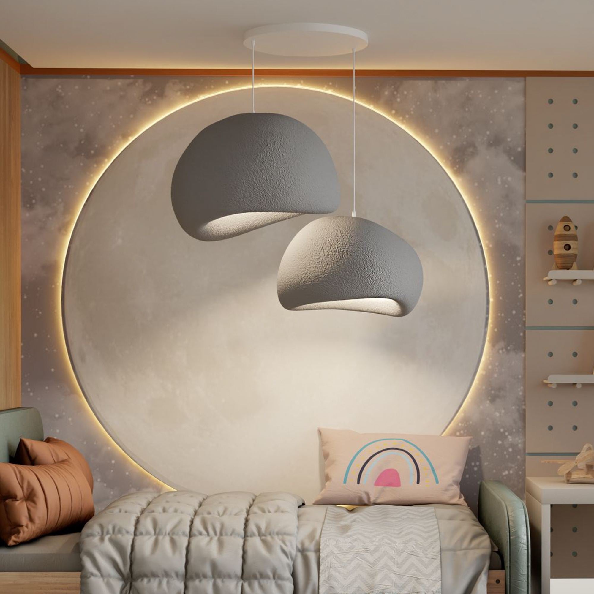 Candeeiro de Teto – 35-120 cm – Cinza Concreto – Composto Polimérico