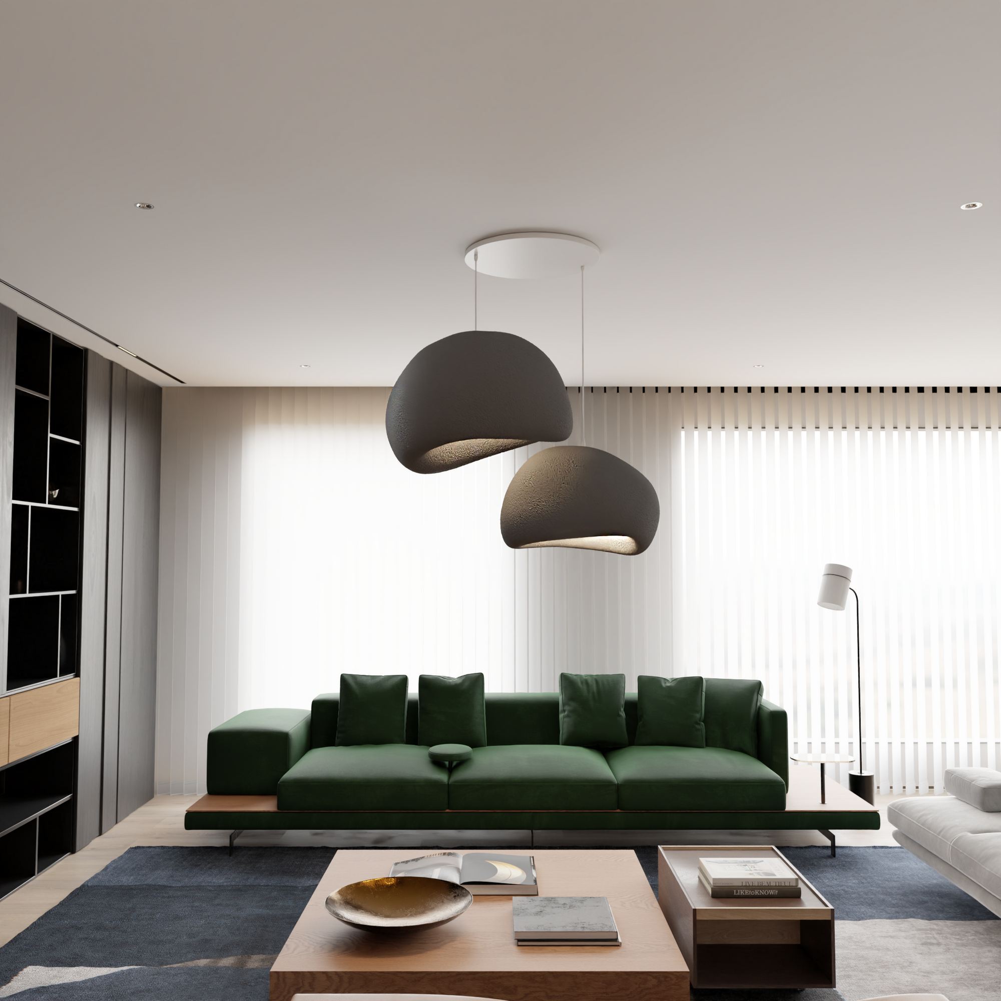 Candeeiro de Teto – 35-120 cm – Cinza Concreto – Composto Polimérico