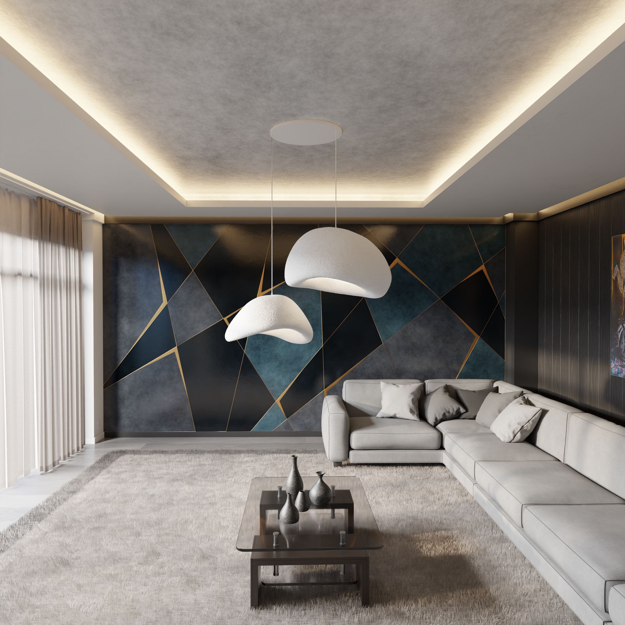 Candeeiro de Teto – 35-120 cm – Branco – Composto Polimérico