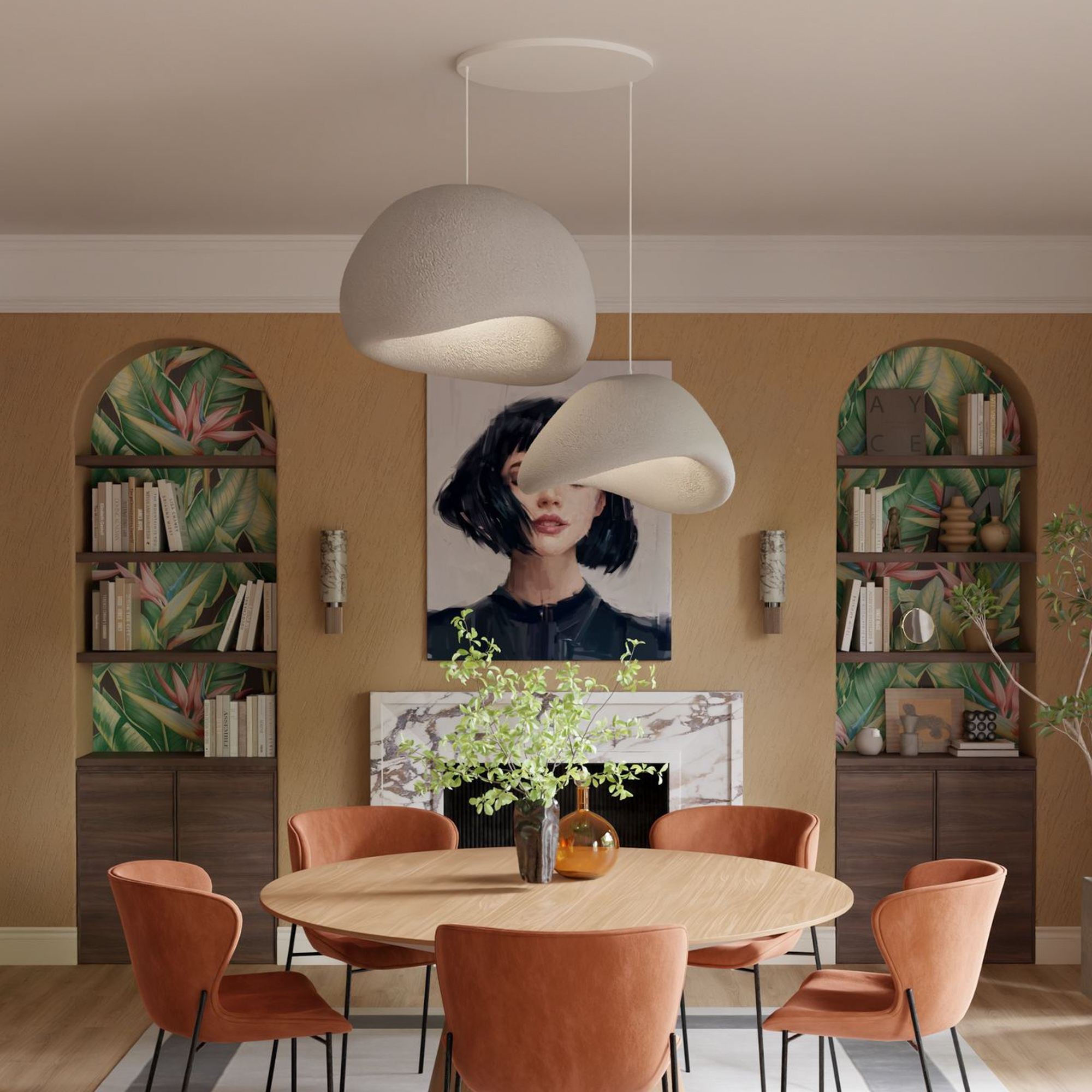 Candeeiro de Teto - 50 x 45 x 32 cm - Cinza Concreto - Composto Polimérico