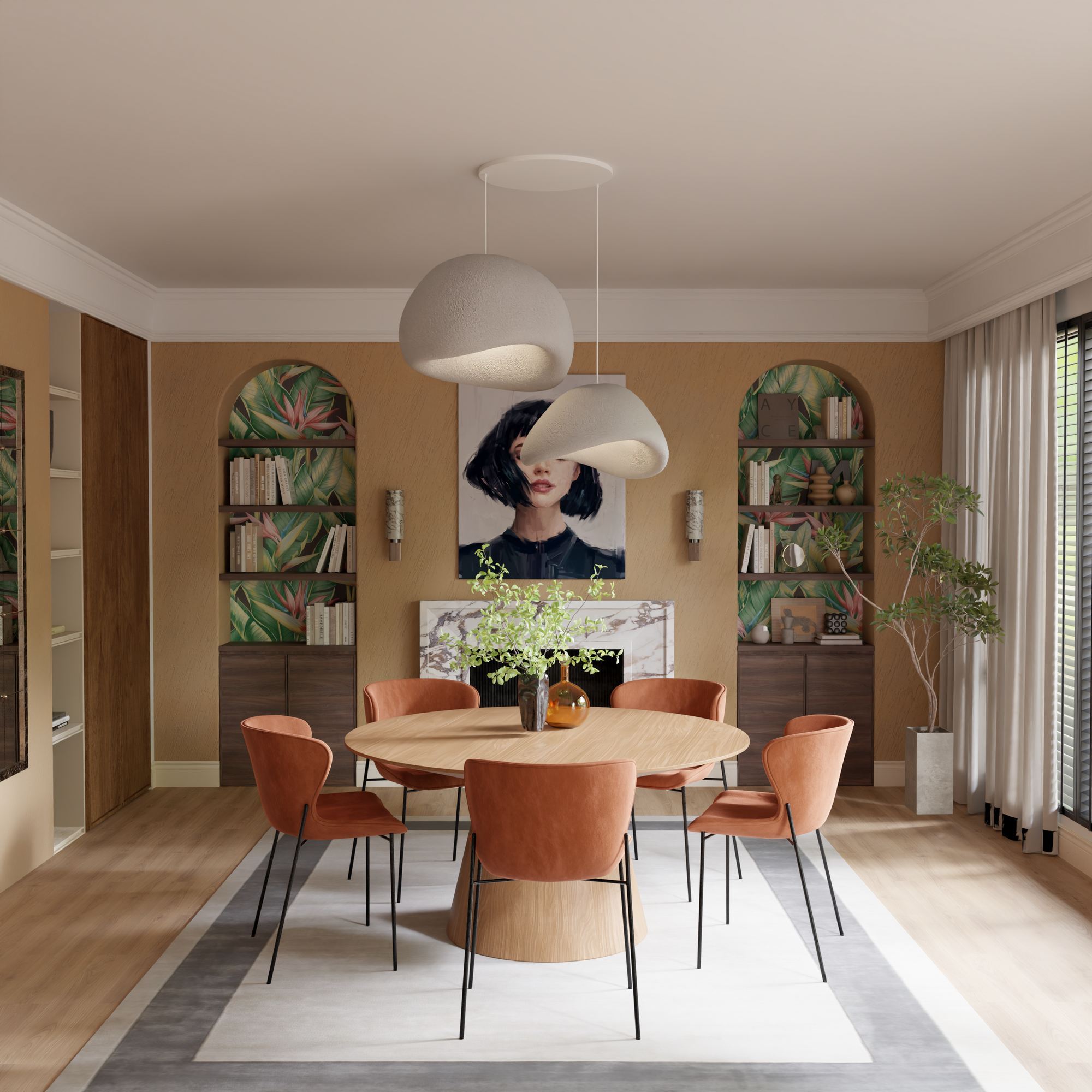 Candeeiro de Teto - 50 x 45 x 32 cm - Cinza Concreto - Composto Polimérico