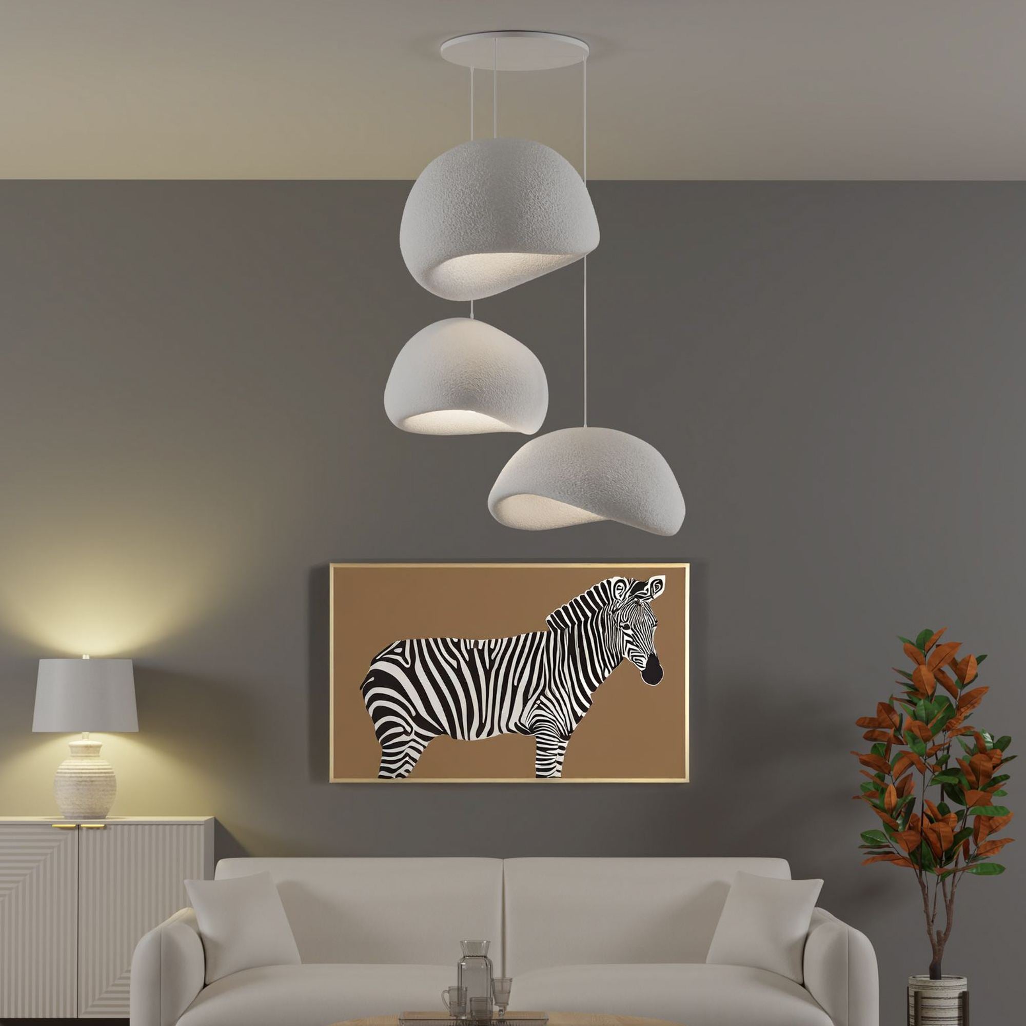 Candeeiro de Teto – 50 x 45 x 32 cm – Branco – Composto Polimérico