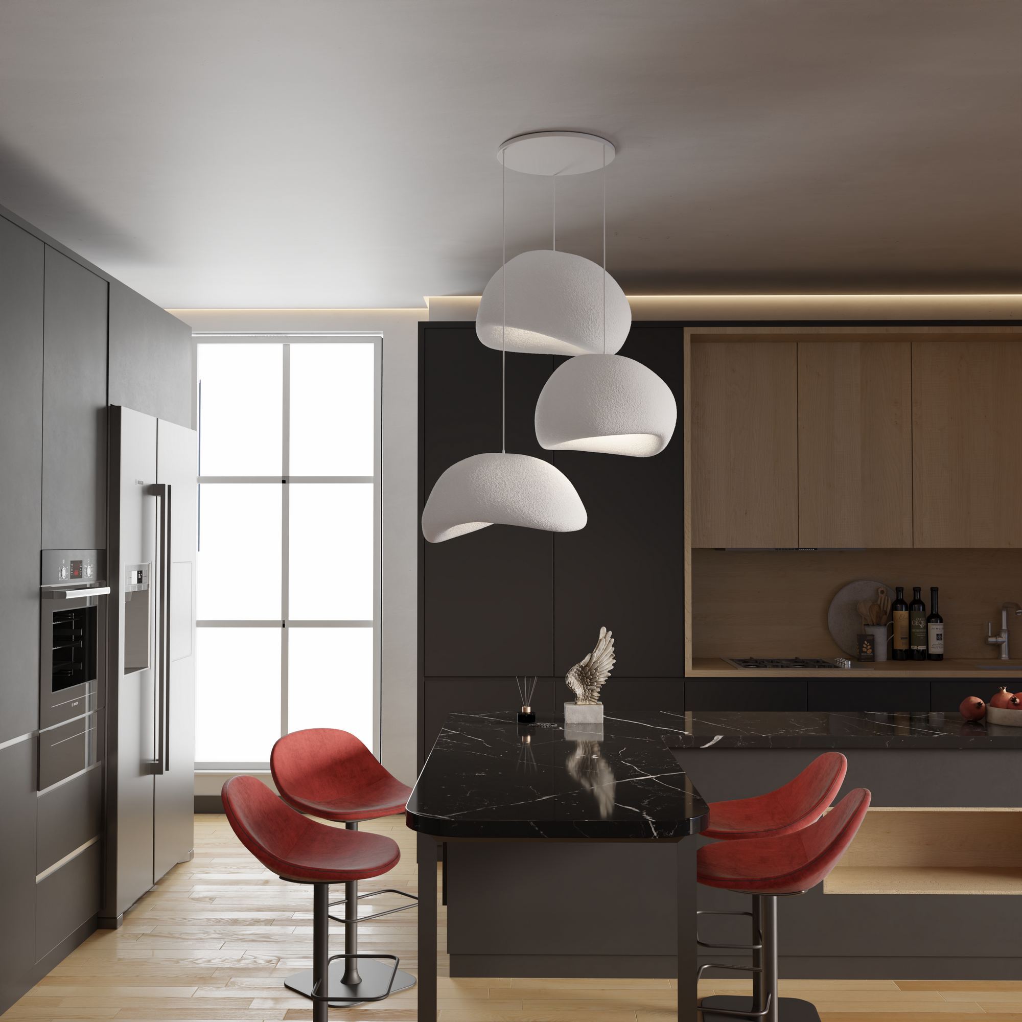 Candeeiro de Teto – 50 x 45 x 32 cm – Branco – Composto Polimérico