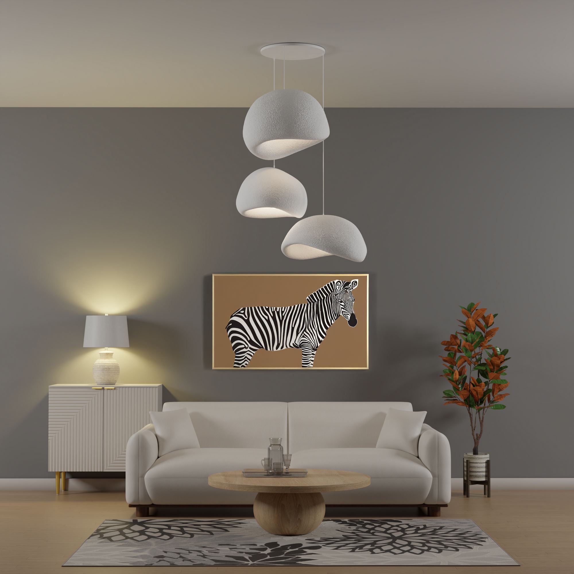 Candeeiro de Teto – 50 x 45 x 32 cm – Branco – Composto Polimérico