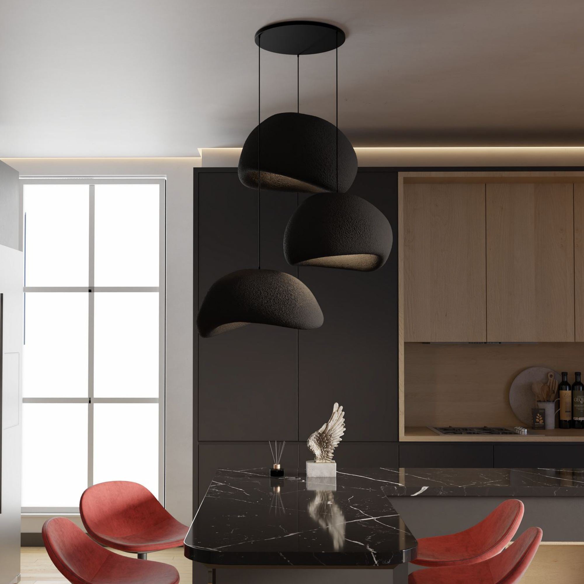 Candeeiro de Teto – 50 x 45 x 32 cm – Preto – Composto Polimérico