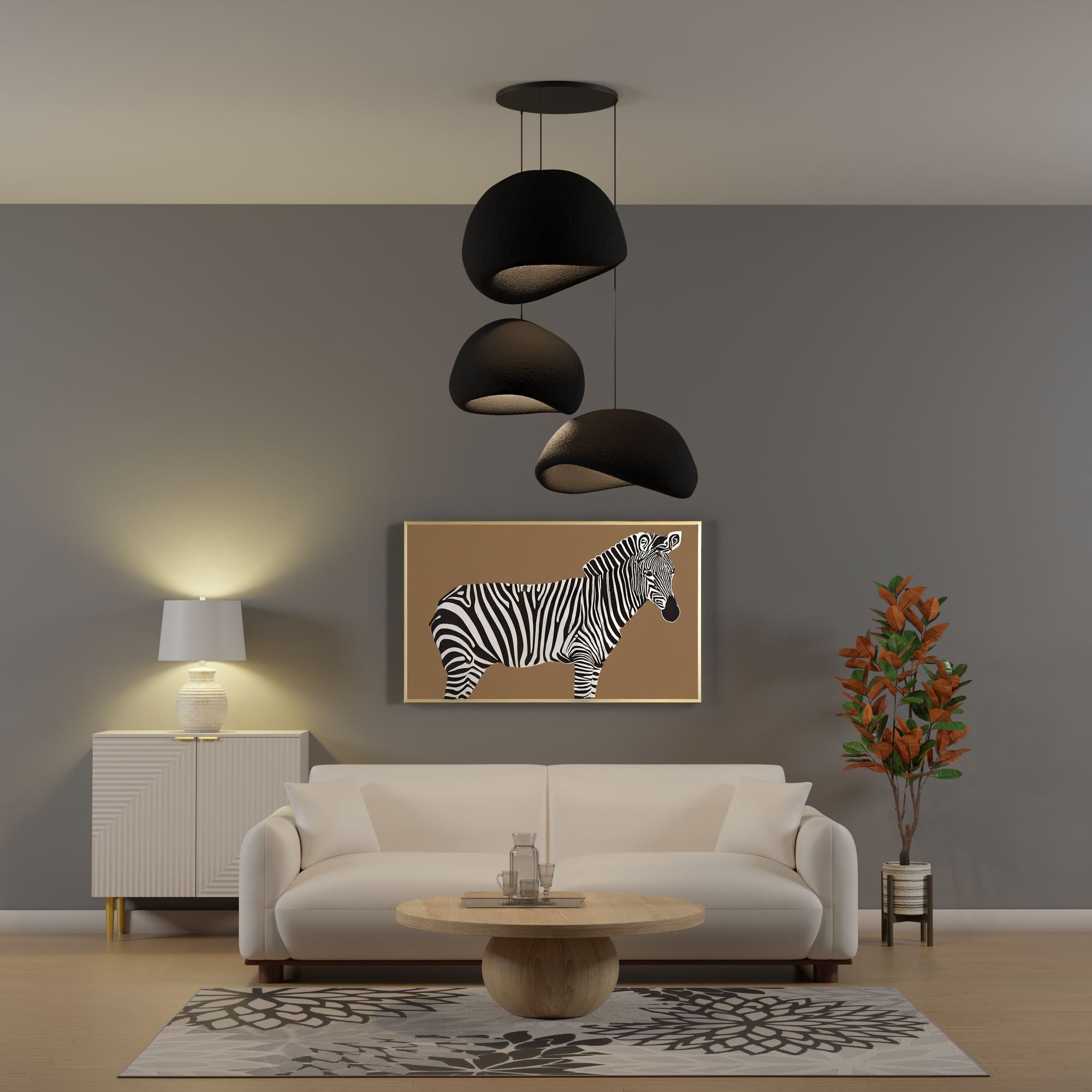 Candeeiro de Teto – 50 x 45 x 32 cm – Preto – Composto Polimérico