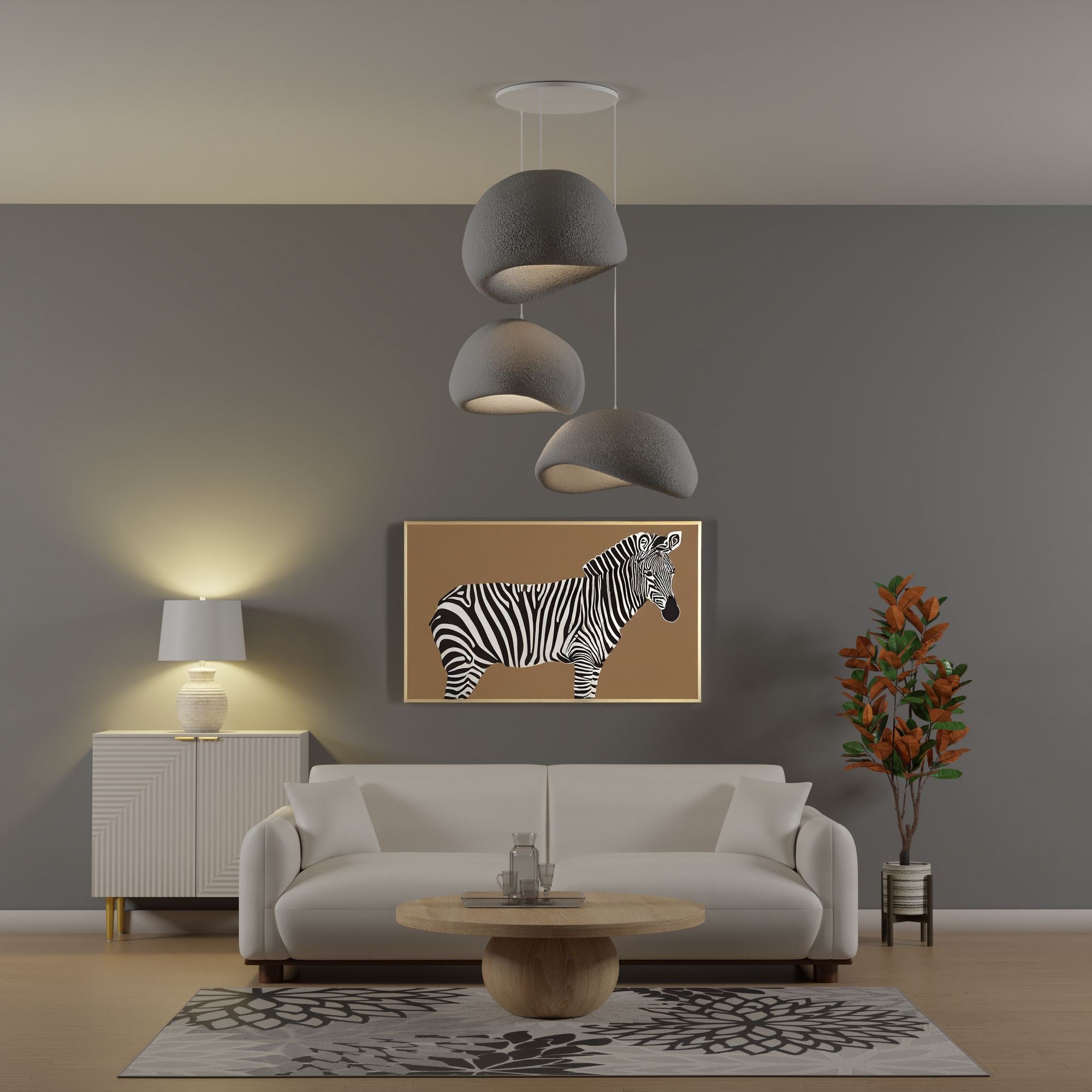 Candeeiro de Teto – 35-120 cm – Cinza Concreto – Composto Polimérico