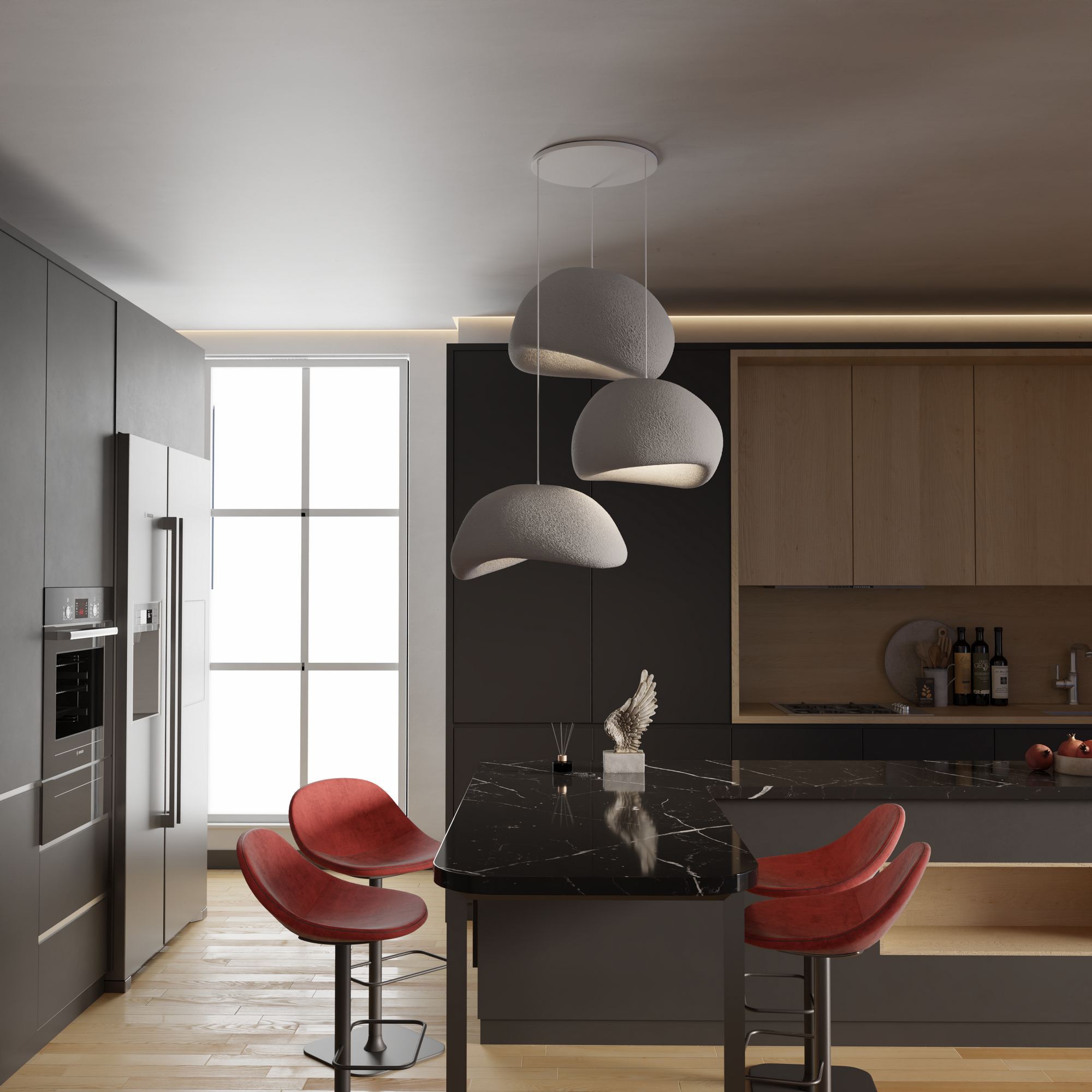 Candeeiro de Teto – 35-120 cm – Cinza Concreto – Composto Polimérico