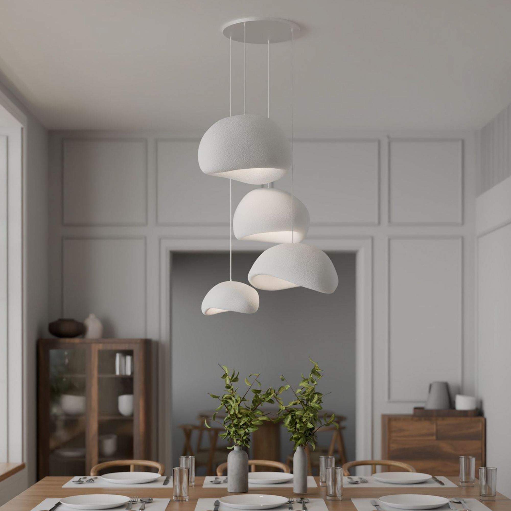 Candeeiro de Teto – 50 x 45 x 32 cm – Branco – Composto Polimérico