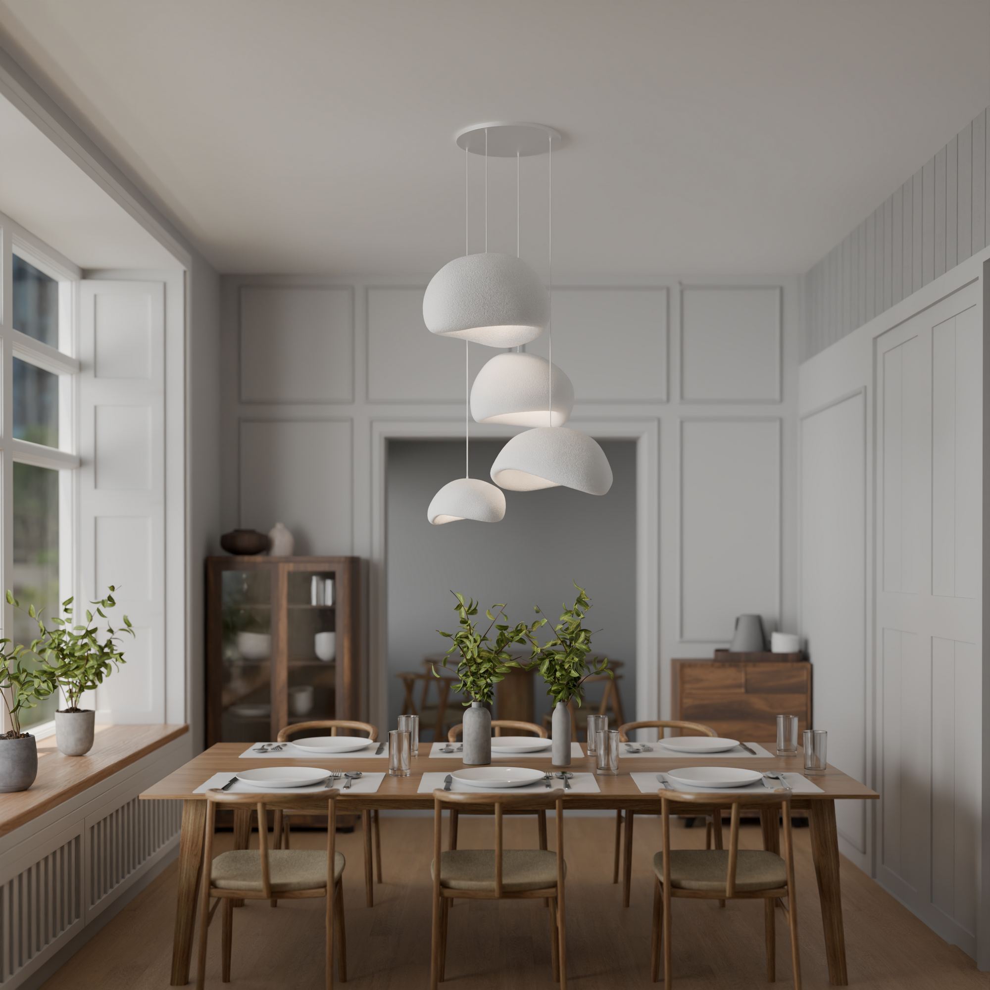 Candeeiro de Teto – 50 x 45 x 32 cm – Branco – Composto Polimérico