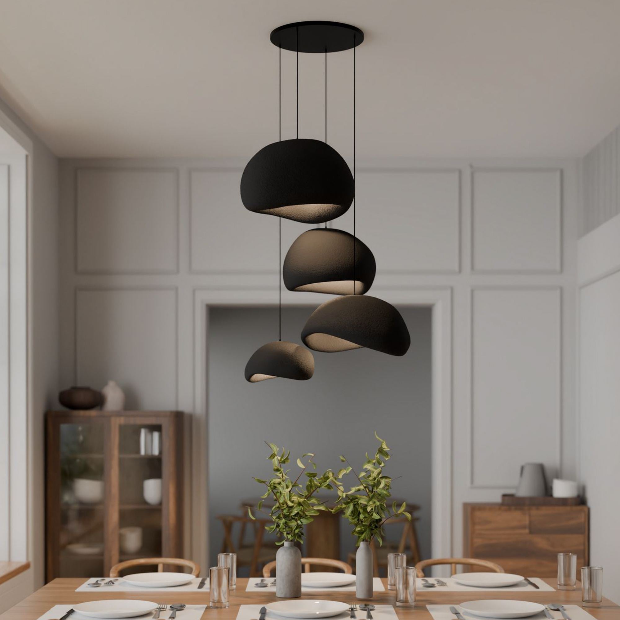 Candeeiro de Teto – 50 x 45 x 32 cm – Preto – Composto Polimérico