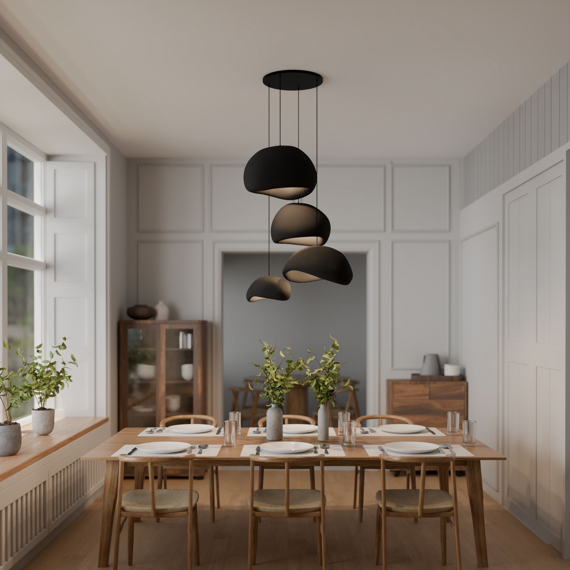 Candeeiro de Teto – 50 x 45 x 32 cm – Preto – Composto Polimérico